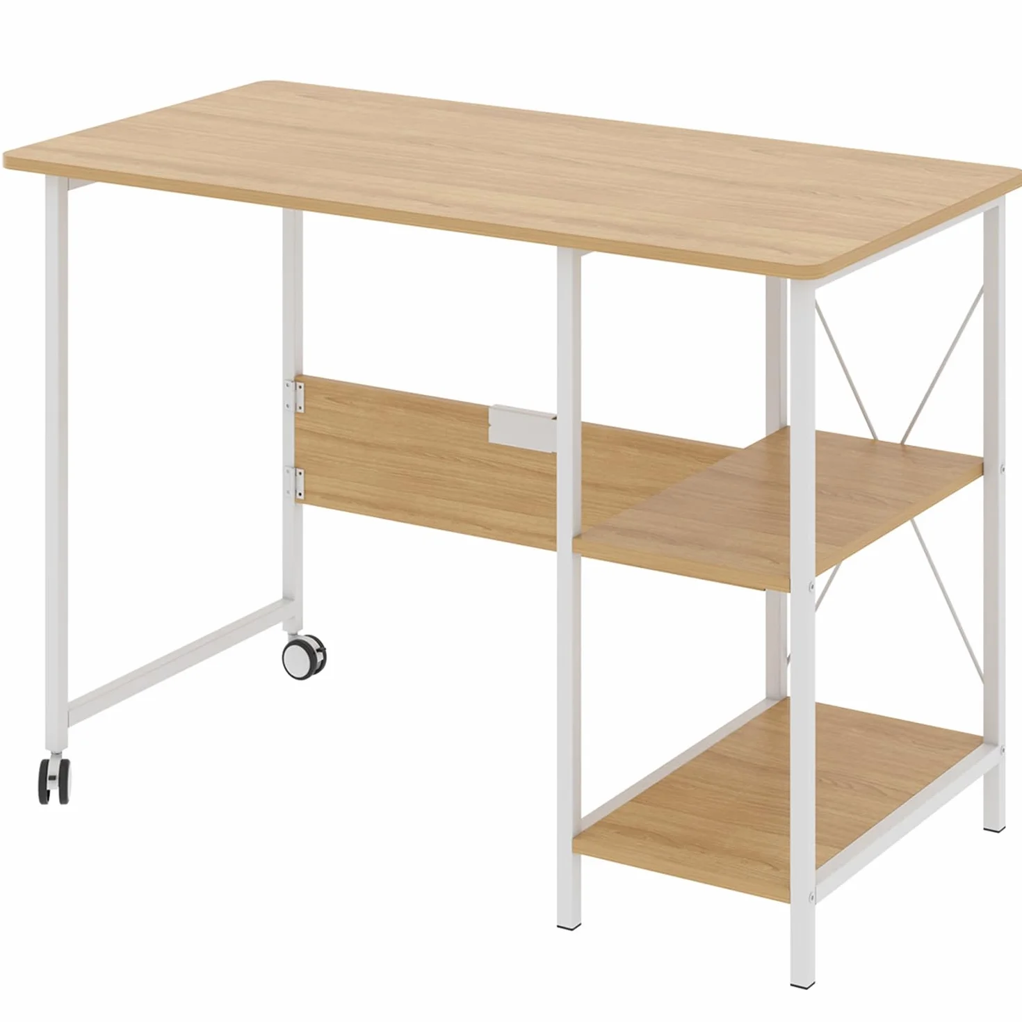 Maclean MC-411 składane biurko loft, biurko, stolik pod komputer, stół biurowy, 107 x 45 x 75 cm, maks. obciążenie 150 kg, składane (jasny buk)