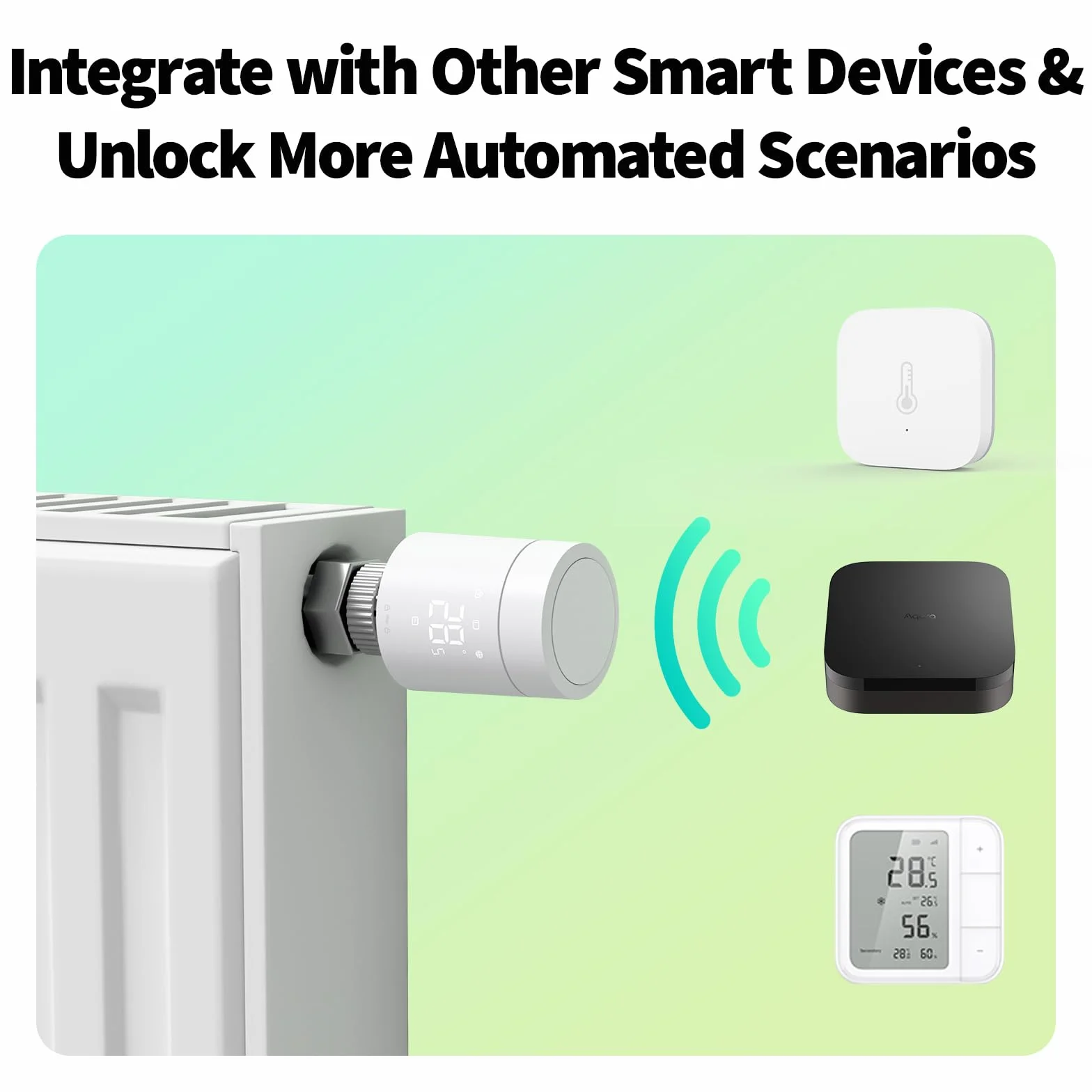 Aqara W600 Inteligentny Termostat Grzejnikowy, Zigbee/Thread, z Oszczędz. Energii, Harmonogramem, Geofencingiem i Długą Żywotnością Baterii. Zgodny z Apple Home, Home Assistant, Alexa, Google Home