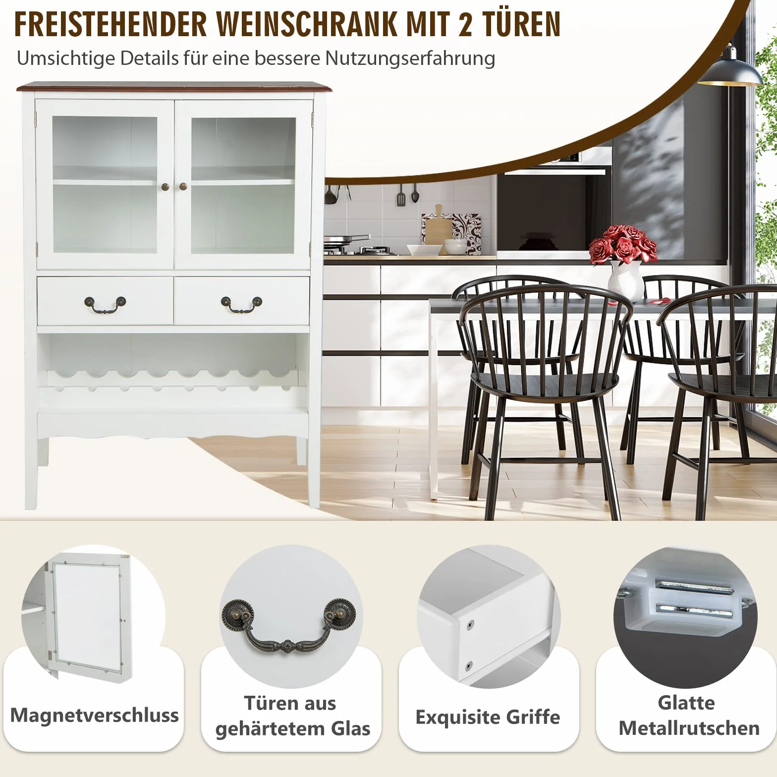 COSTWAY Szafka na wino 90 x 40 x 126,5 cm biała drewnopochodna