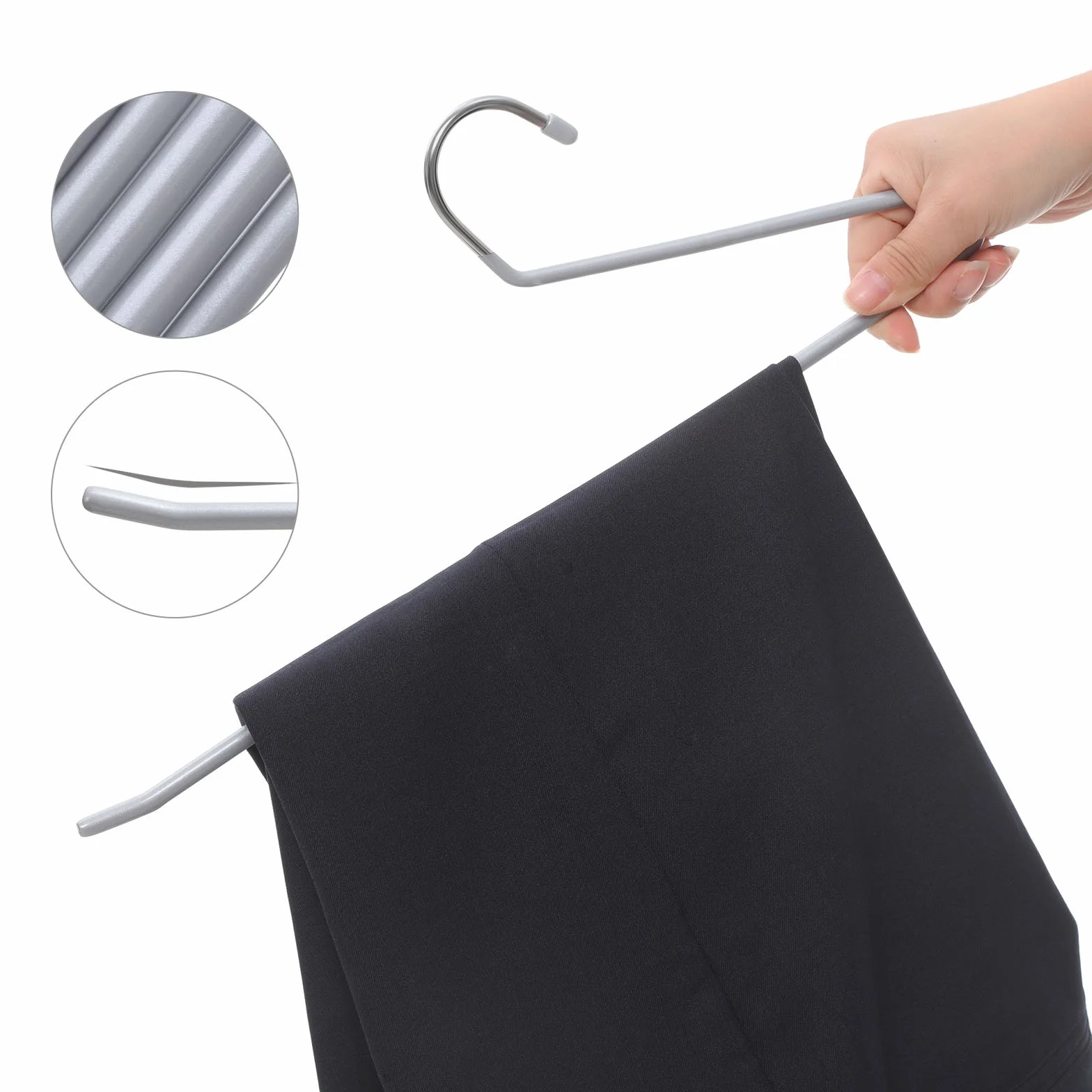 SONGMICS 20 wieszaków na spodnie z metalu, wieszak na ubrania z otwartym końcem i powłoką antypoślizgową, zajmuje mało miejsca, 38 cm szerokości, szary CRI04G-20