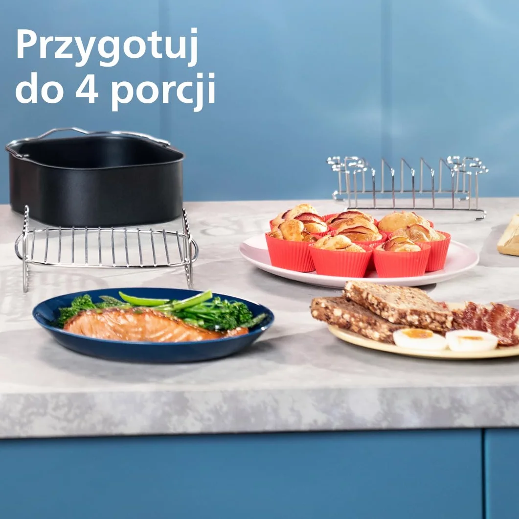 Philips Dual Basket AirFryer - zdrowe, szybkie i wszechstronne gotowanie, do pieczenia, gotowania i grillowania, duża pojemność 9 l, RapidAir, ekran dotykowy, konstrukcja z 2 szufladami (NA350/00)