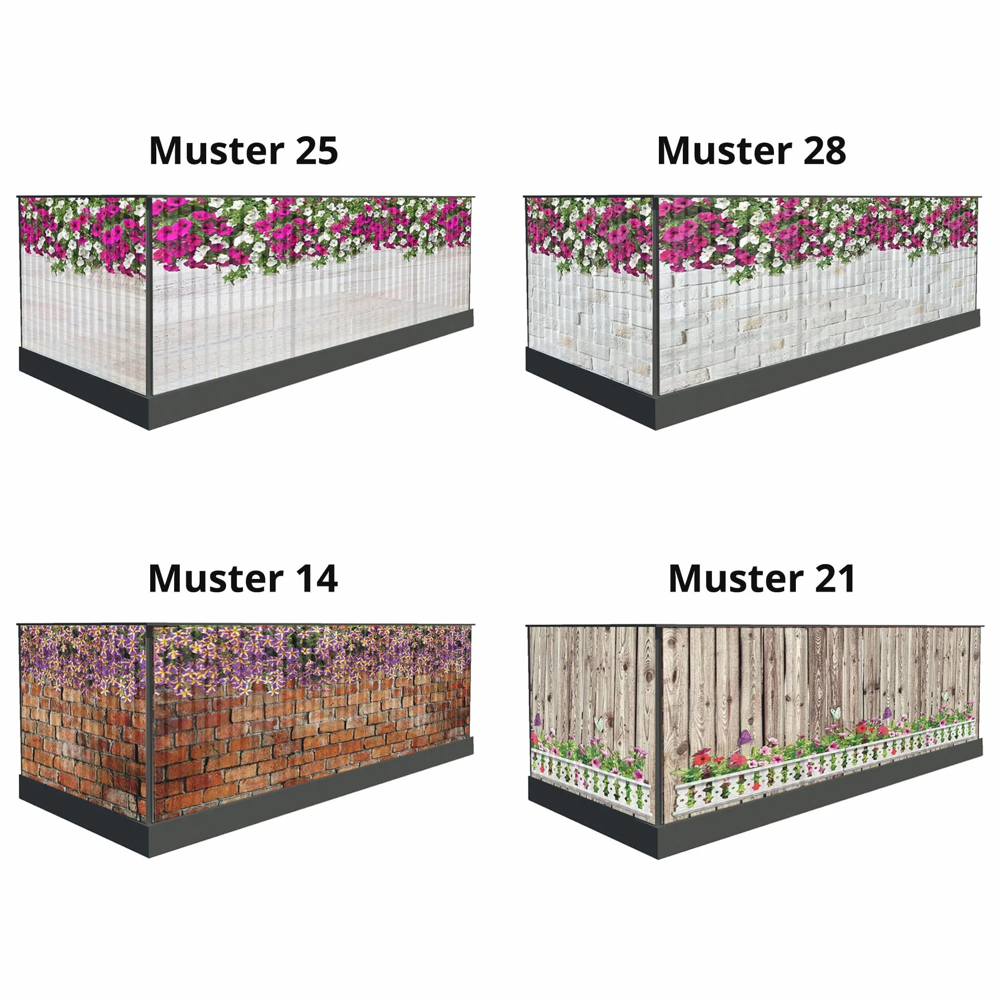 Osłona balkonowa na balkon, 100 cm wysokości lub na inną ochronę przed wiatrem, osłona balkonu, mata prywatności, zadaszenie tarasu (500 x 100 cm, wzór 26)