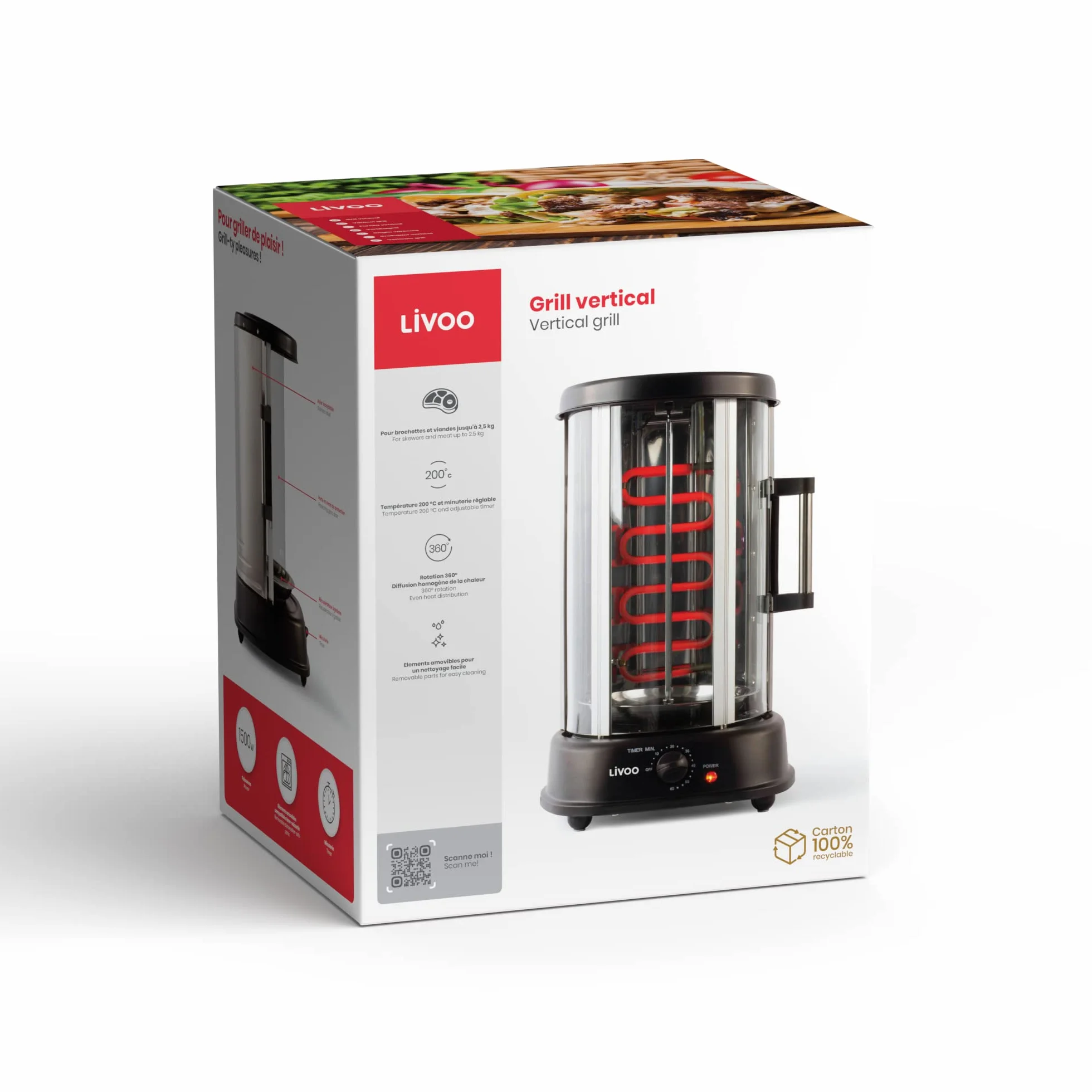 LIVOO Dom323 pionowy rożen 21 l 1500 W - Dom323 - Domoclip