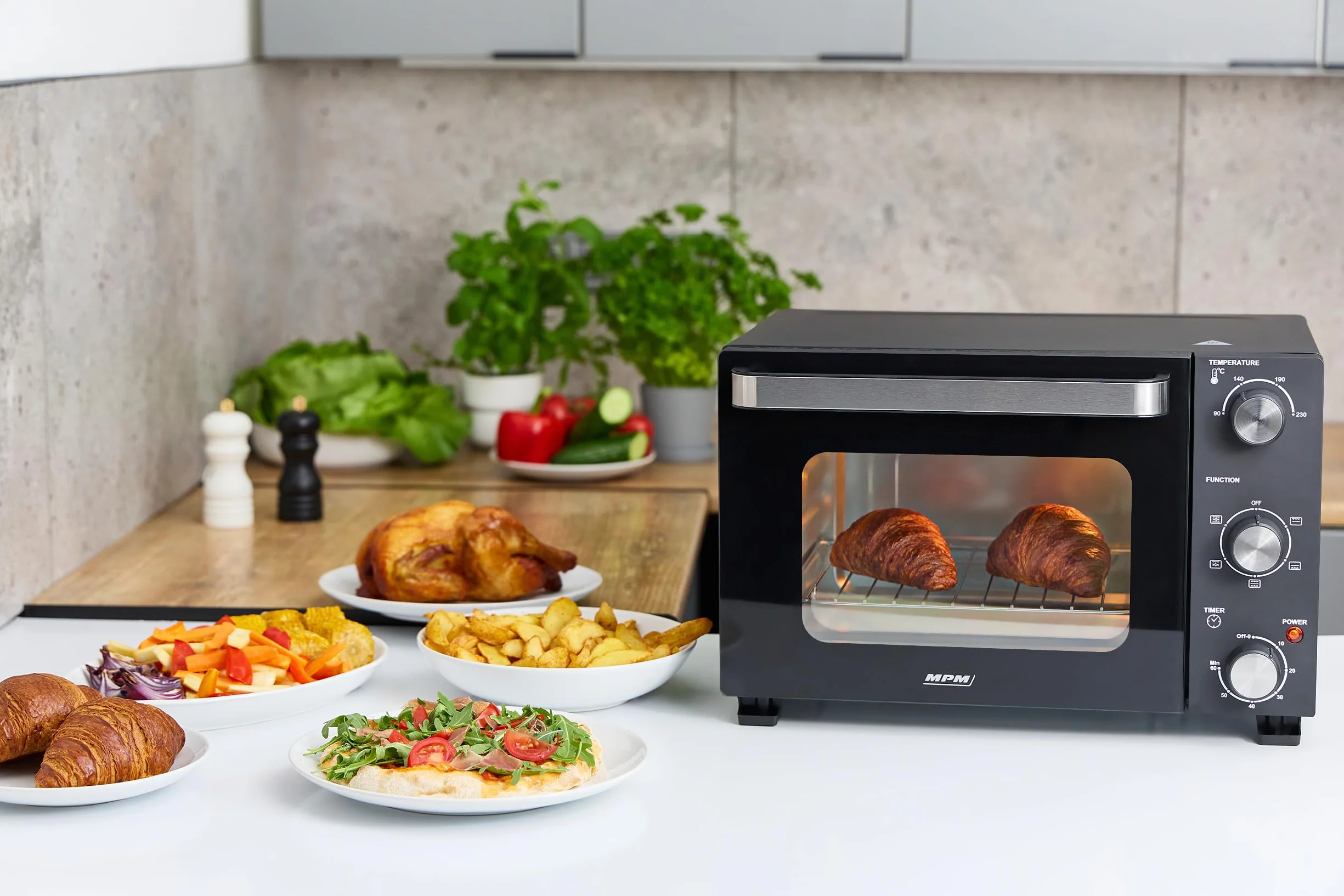MPM MPE-14/T mini piekarnik 22 l 1300 W 90-230°C timer 60 min podwójne szyby