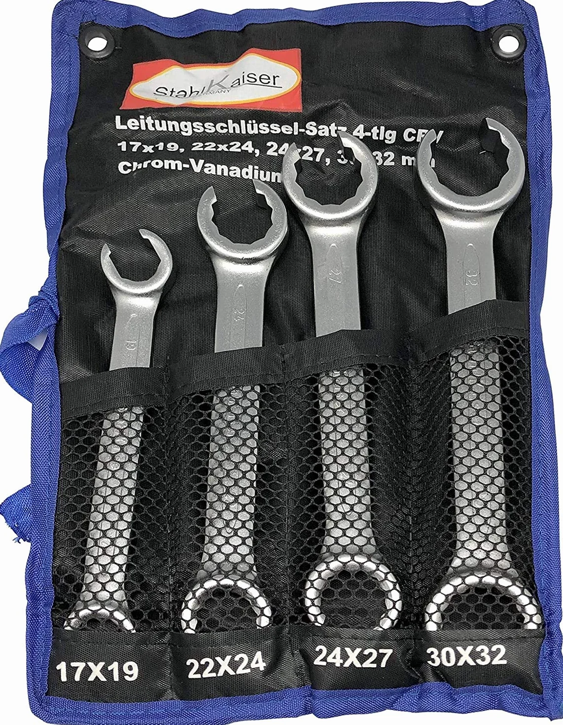 Bardzo duży, 4-częściowy zestaw otwartych kluczy oczkowych do rur hydraulicznych do rur podwójnych kluczy oczkowych 17 do 32 mm, przewód hamulcowy, hydraulika, traktor