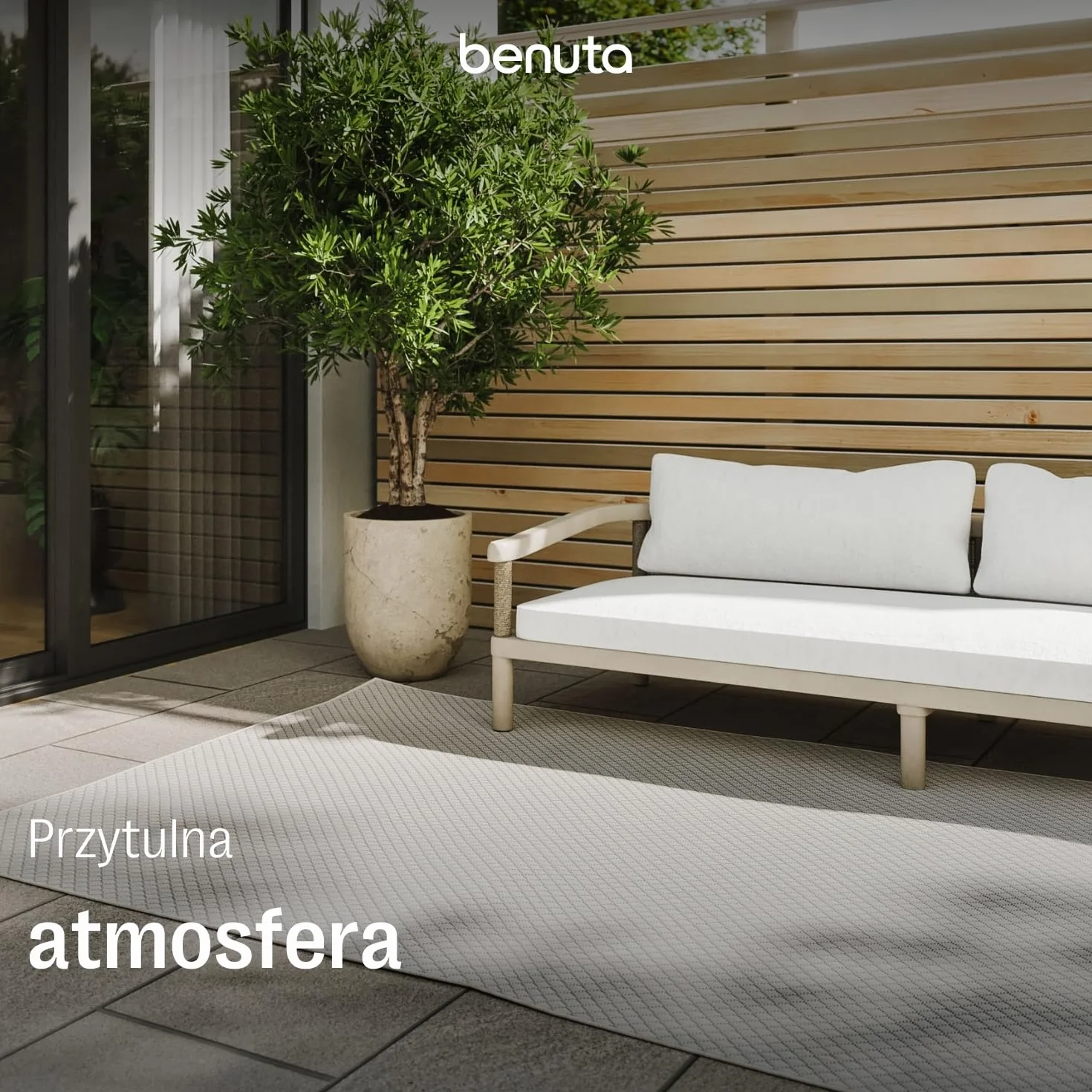 benuta Basic Dywan In & Outdoor Lou - Biały 160x230 cm - Wodoodporny UV - Wielofunkcyjny balkon, taras, ogród - Kuchnia, salon - Trwały łatwy