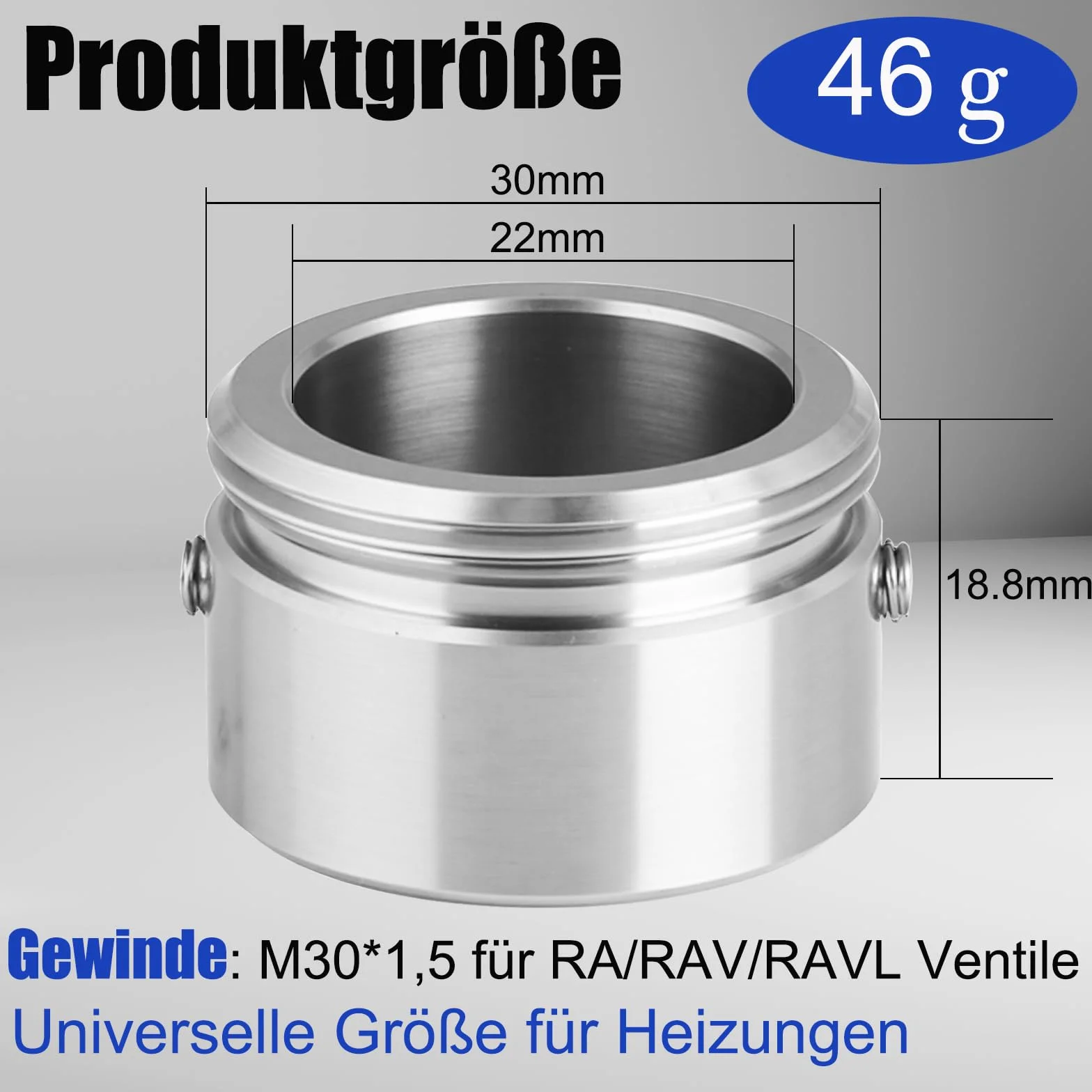 2 szt. adapter termostatu grzejnika ze stali nierdzewnej 304, M30 x 1,5, adapter zaworu grzewczego do zaworów RA/RAV/RAVL, akcesoria do grzejników z kluczem sześciokątnym, do zaworów grzejnikowych