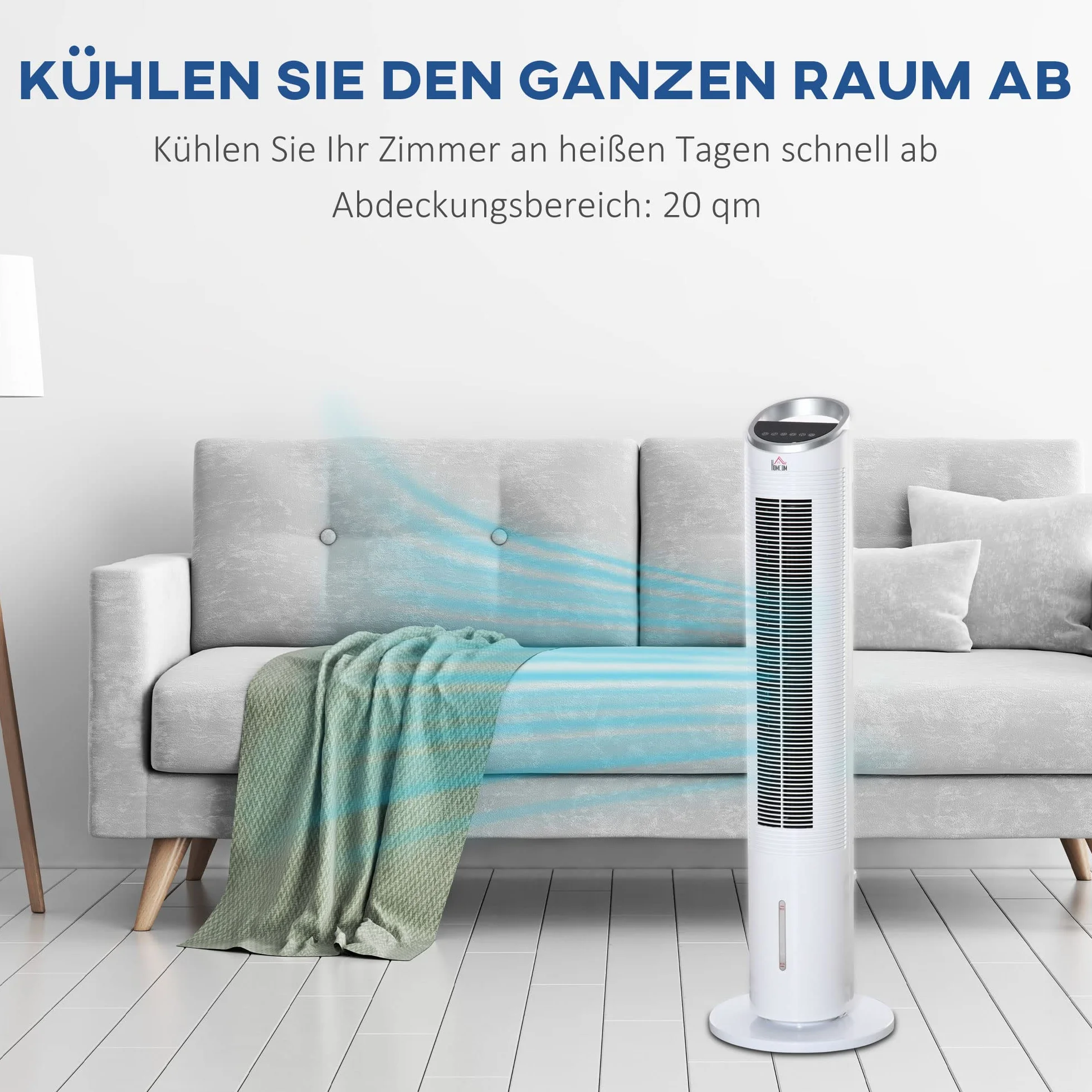 HOMCOM klimatyzator z chłodzeniem wodą, biały, szer. 60 Ø 30 x wys. 100,8 cm