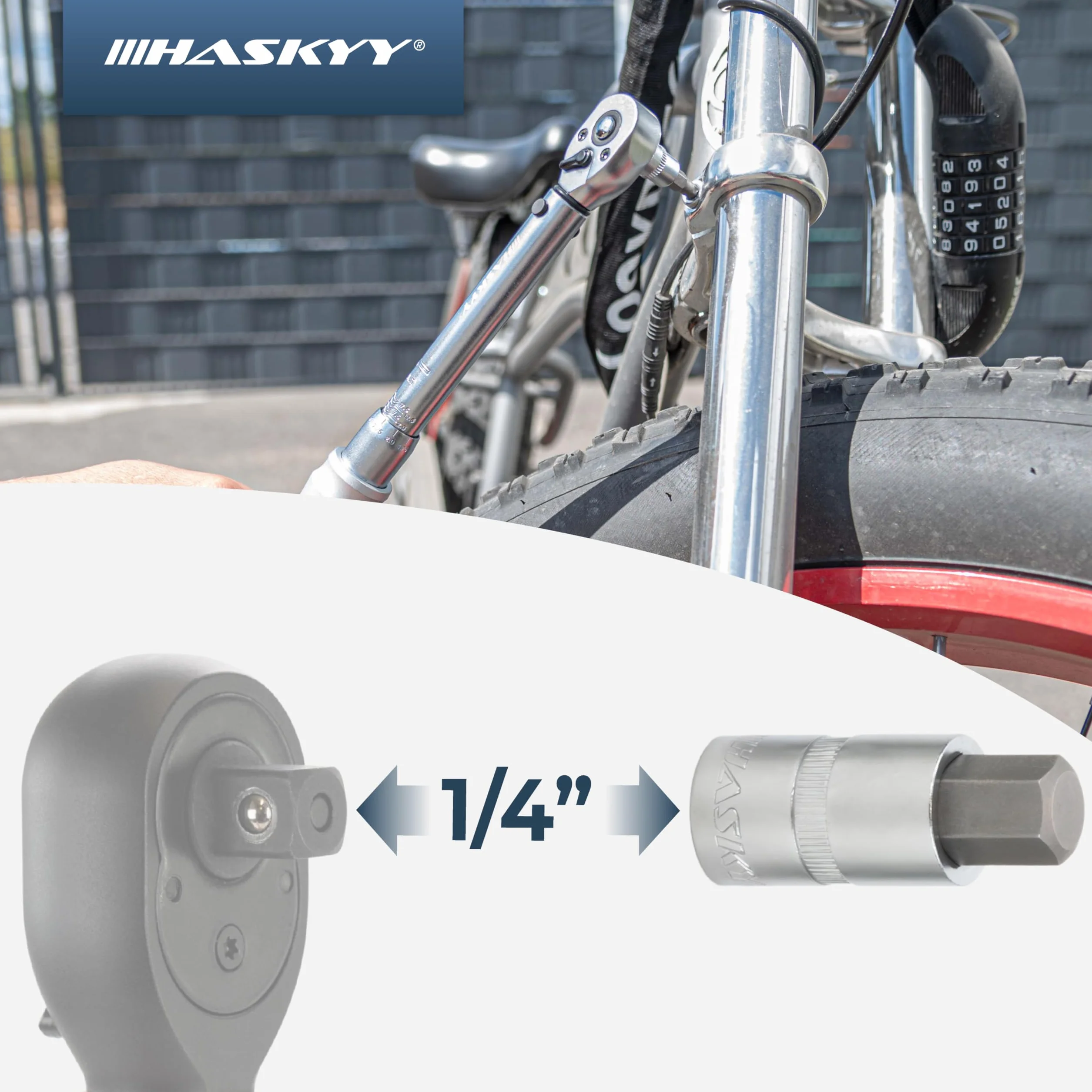 HASKYY Zestaw 9 elementów Bitów Imbusowych 1/4" H2-H10 Nasadki Sześciokątne, Klucze Imbusowe, Bity do Wkrętarki i Klucza Nasadowego