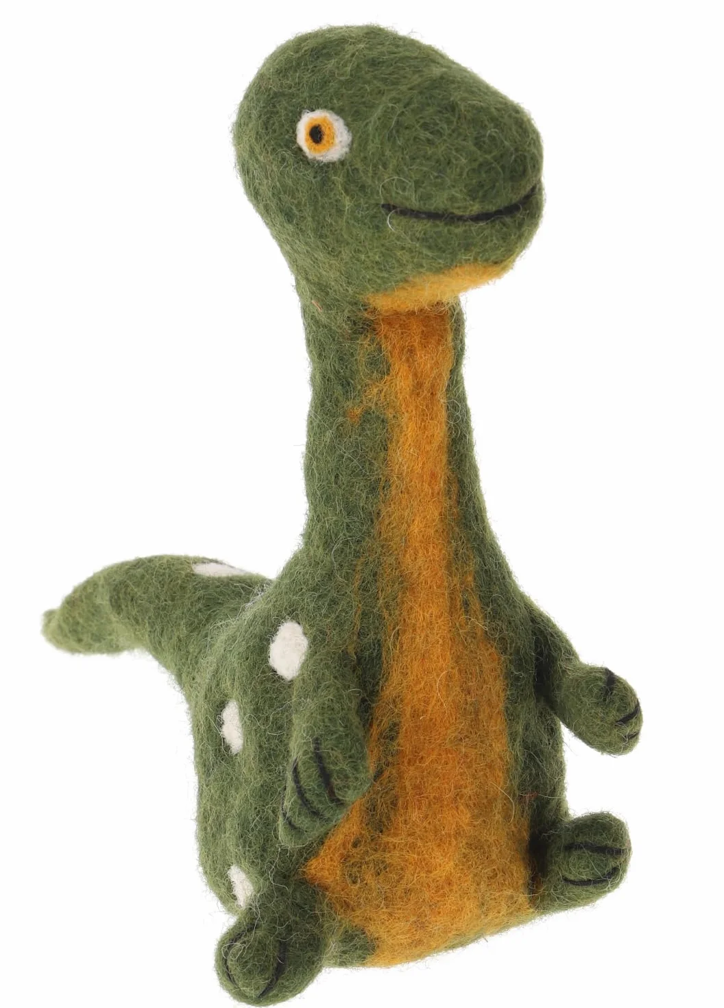 GURU SHOP Filcowy podgrzewacz do jajek, ręcznie robiona filcowa dekoracja z Nepalu, filc - dinozaur, zielony, 19 x 11 x 9 cm, akcesoria kuchenne, inne
