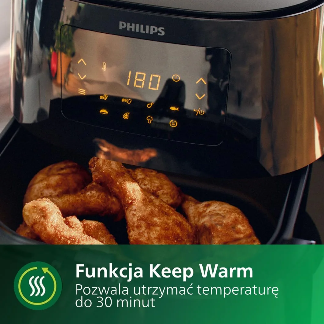Philips Airfryer XL Seria 3000, 6.2 l (1.2Kg), Beztłuszczowa Frytkownica 14-w-1, Do 90% Mniej Tłuszczu Dzięki Technologii Rapid Air, Cyfrowy wyświetlacz, Aplikacja HomeID (HD9270/90)