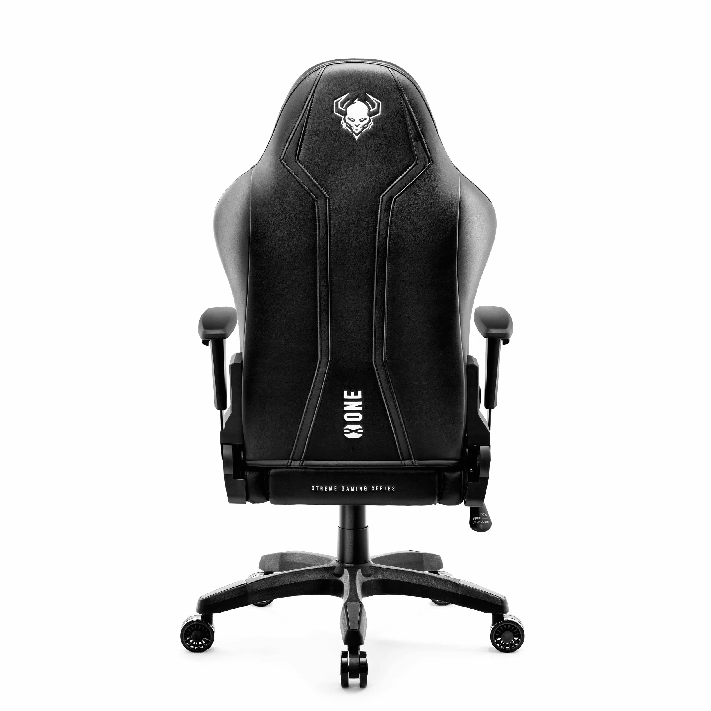 Diablo X-One 2.0 Fotel Gamingowy Krzesło Biurowe Dla Gracza Obrotowy Regulowane Podłokietniki Ekoskóra Ergonomiczny Design Funkcja Bujania Poduszka Pod Kark i Lędźwie (Czarno-czarny, Normal)