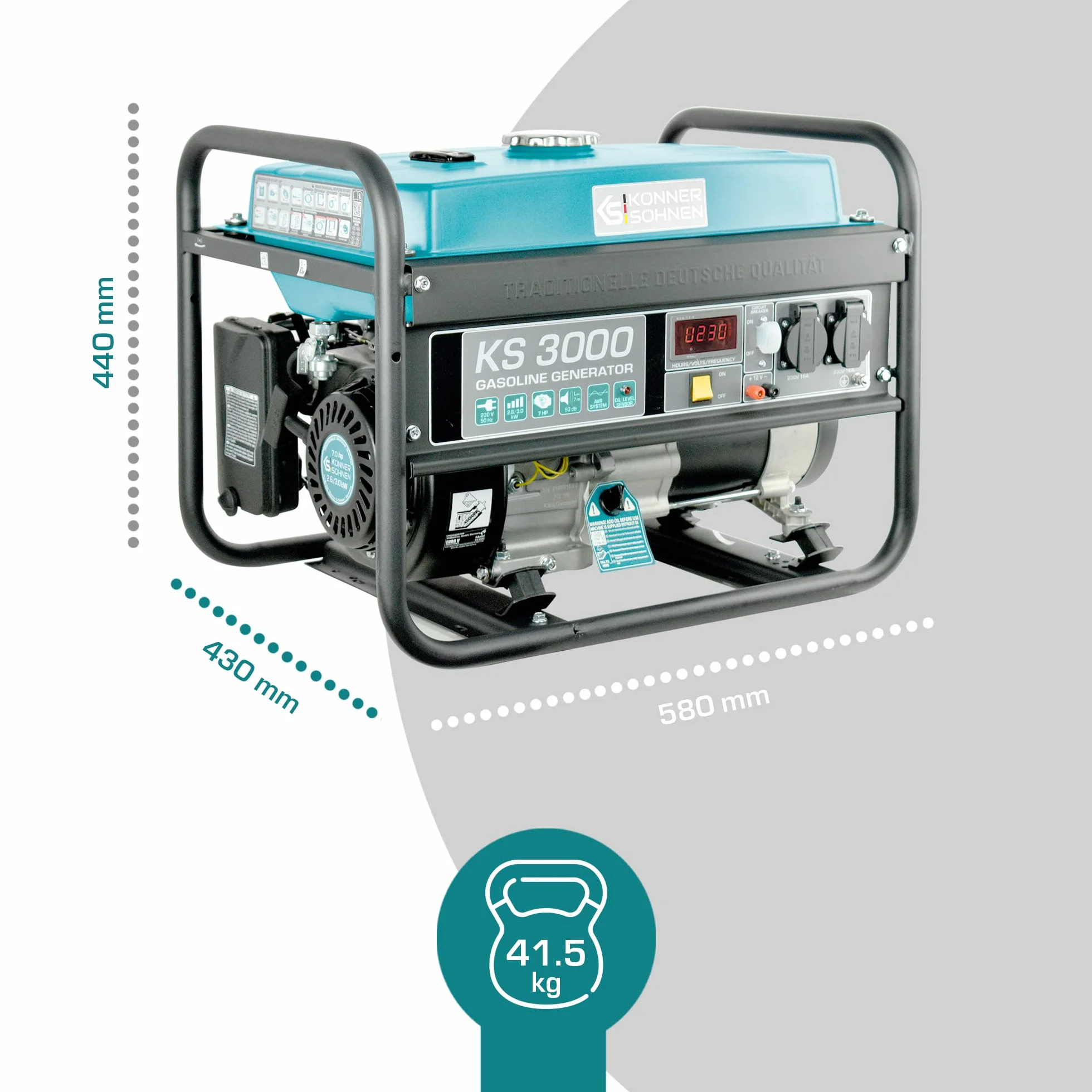 Agregat prądotwórczy Könner & Söhnen KS 3000 Generator benzyna 3000W 7kM 230V 16A