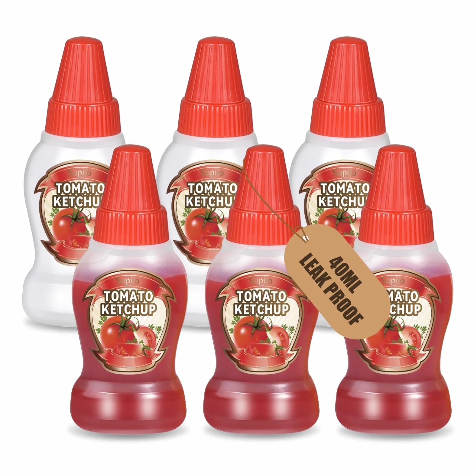Sopito Butelki do wyciskania 40 ml 6 sztuk mini shaker do dressingu