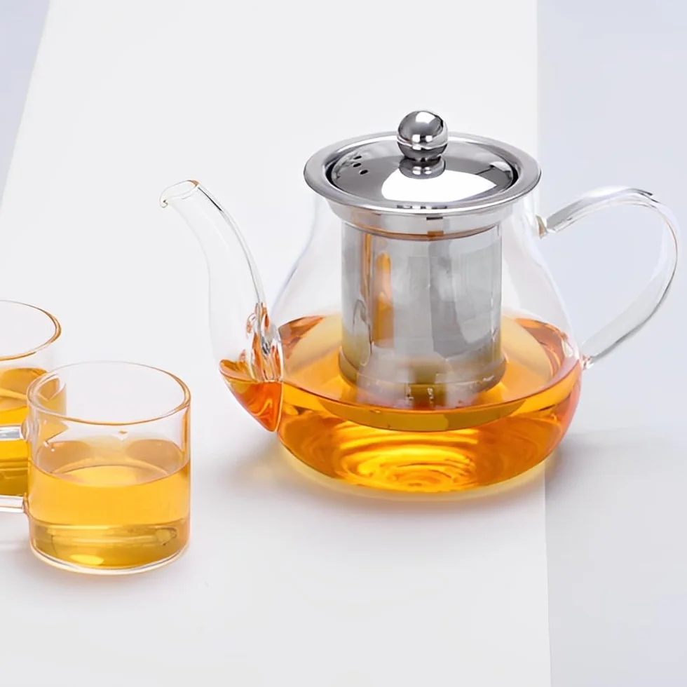 Szklany dzbanek do herbaty 800 ml z wyjmowanym sitkiem ze stali nierdzewnej