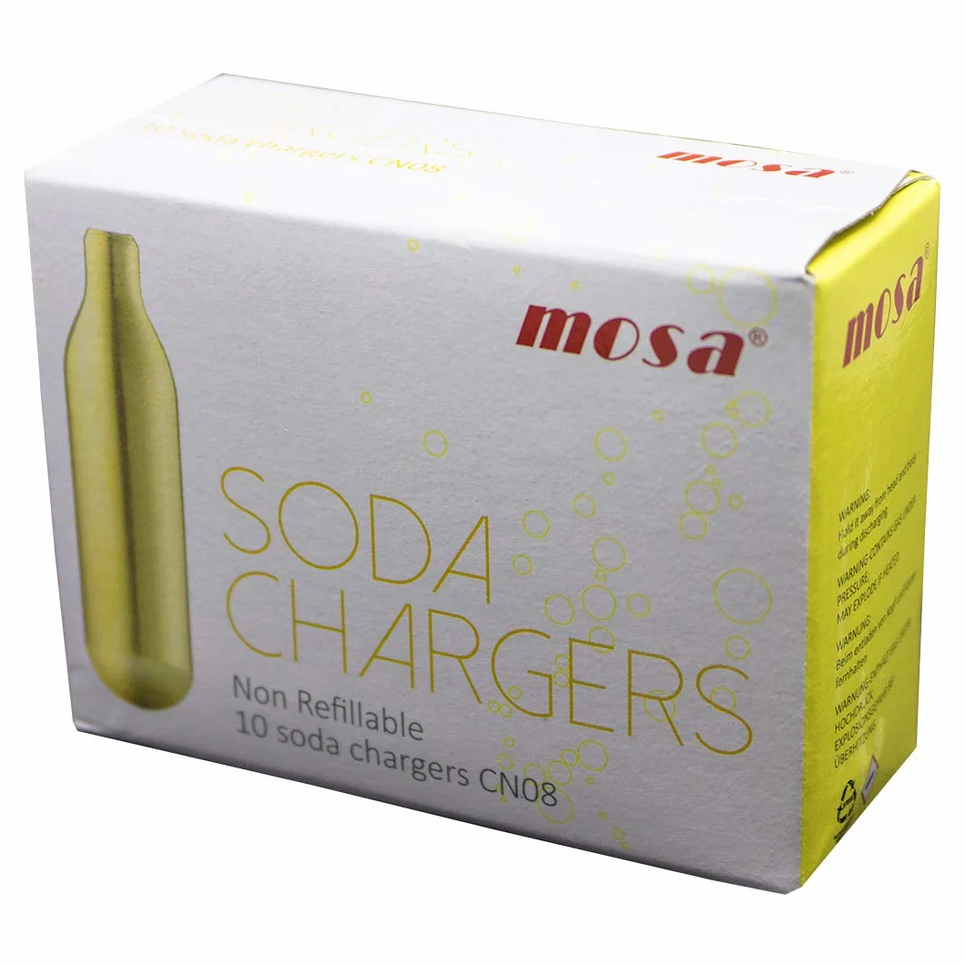 Mosa CR503 Ampułki CO2 wkład sodowy stal z recyklingu srebrny 8g 10 sztuk