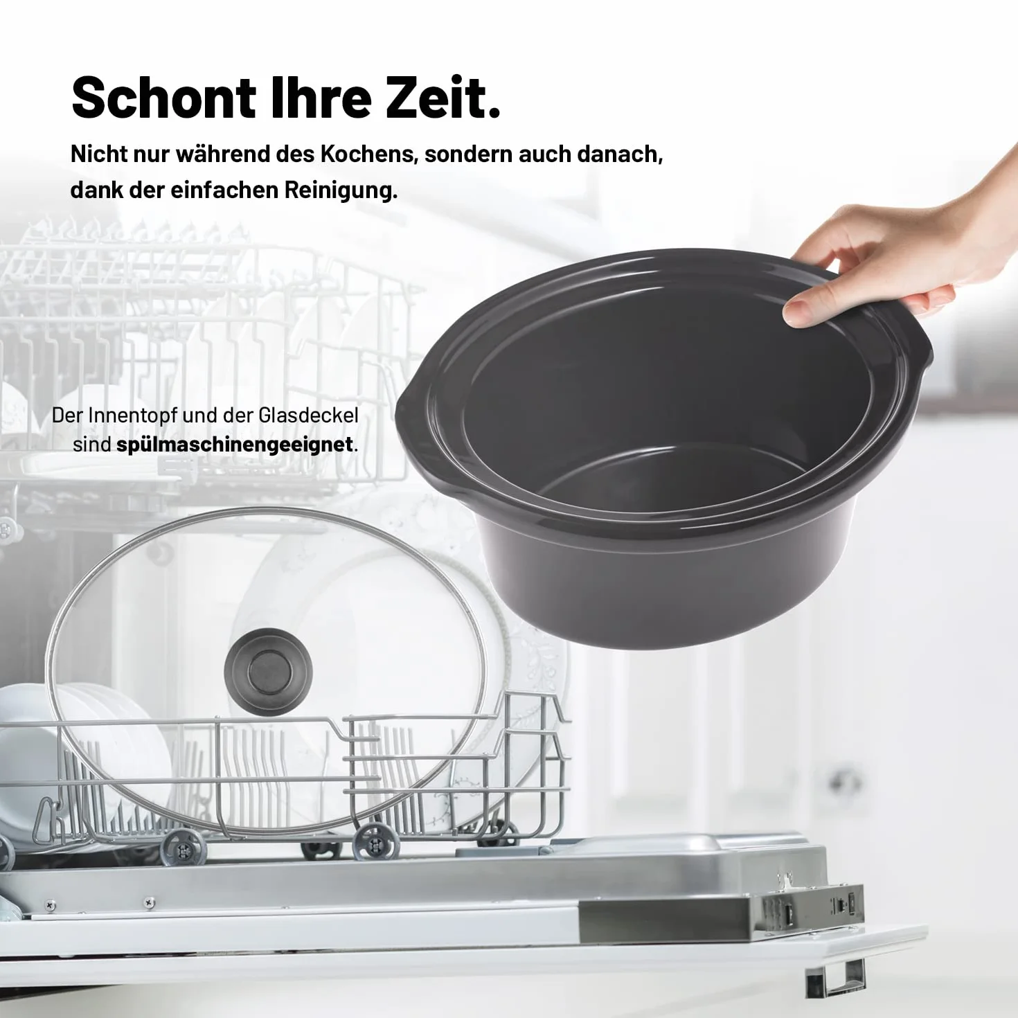 Lauben Slow Cooker 3500SB wolnowar z technologią Thermeffect®, technologia SlowHeat®, książka kucharska, pojemnik wewnętrzny z ceramiki, dwa poziomy temperatury, ręczne ustawienie czasu, 3,5 l