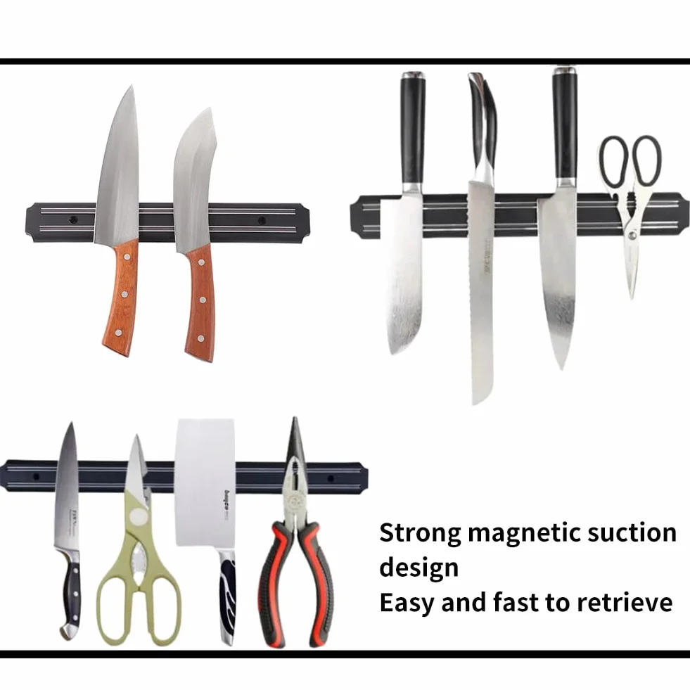 Magnetyczny uchwyt na noże, listwa magnetyczna na noże samoprzylepna, magnetyczna listwa na noże, listwa magnetyczna na noże, magnetyczna listwa na noże z blokiem z nerwatury, z narzędziami