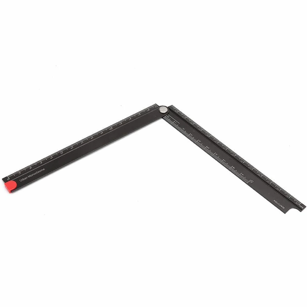 1 linijka ze stopu aluminium, linijka 0-300 mm, składana metalowa linijka do pisania pod kątem 90°, typ L, miarka (kąt 90°)