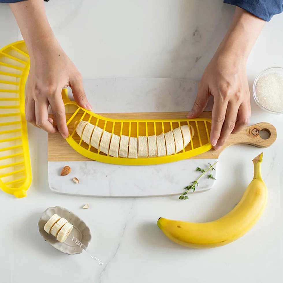 krajalnica do bananów plastikowa do idealnie pokrojonych bananów narzędzie kuchenne
