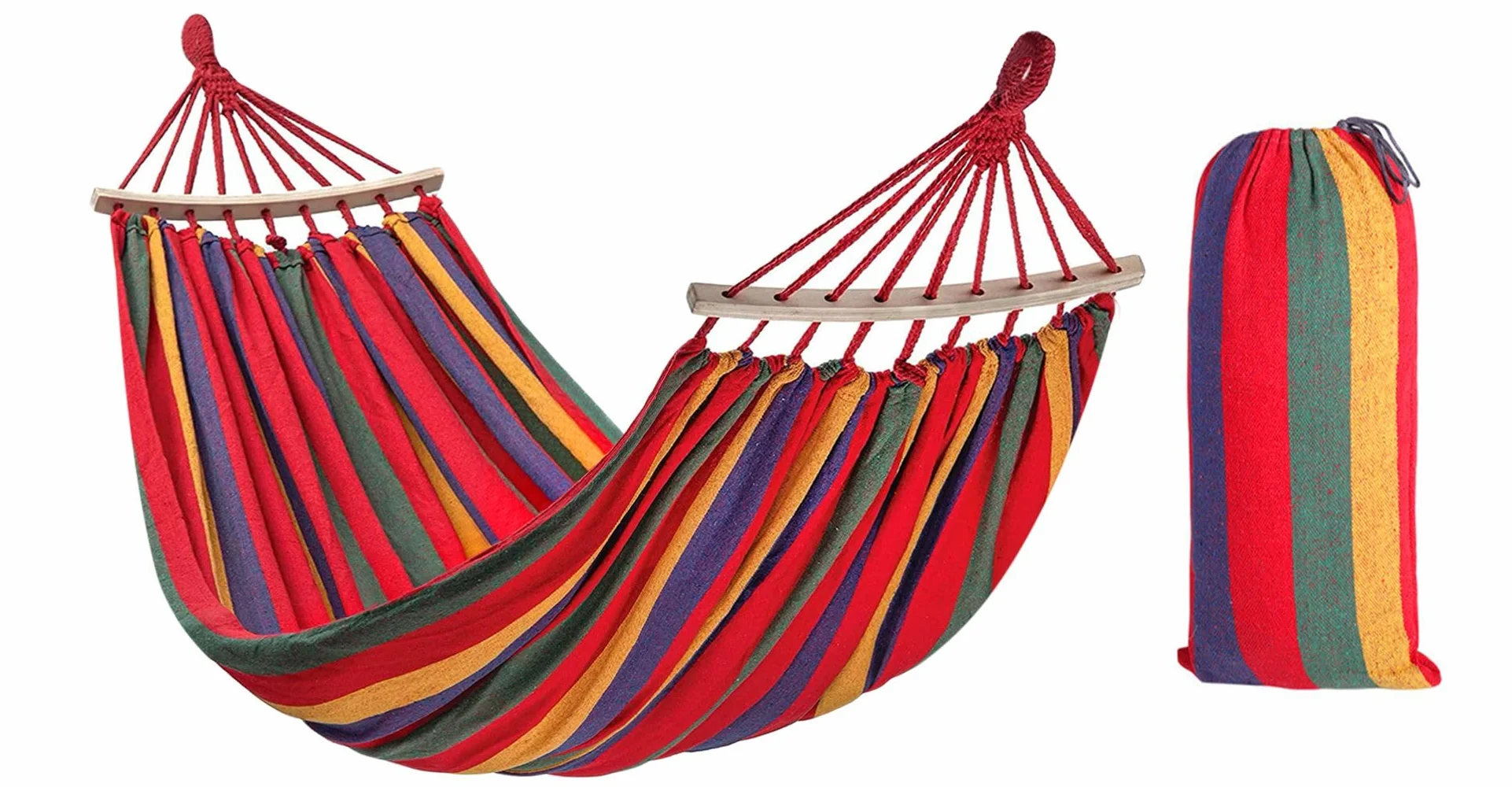 Rea - Tutumi 400257 Hamak 1 osobowy Czerwony, idealny do wypoczynku w ogordzie - 260X90X1CM