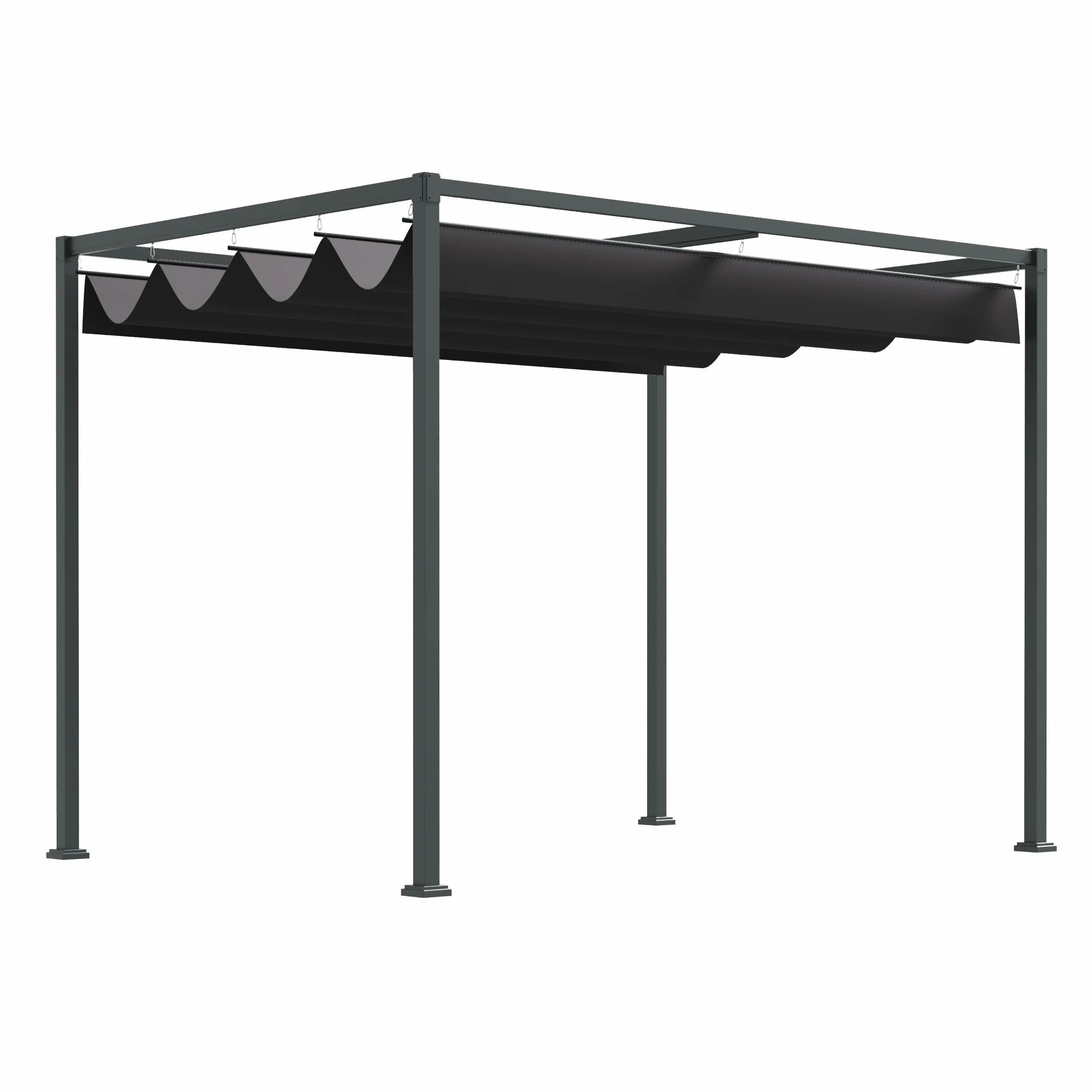 Outsunny Pergola Pawilon zadaszenie tarasu z rozsuwanym dachem, poliester czarny 298 x 213 x 222 cm