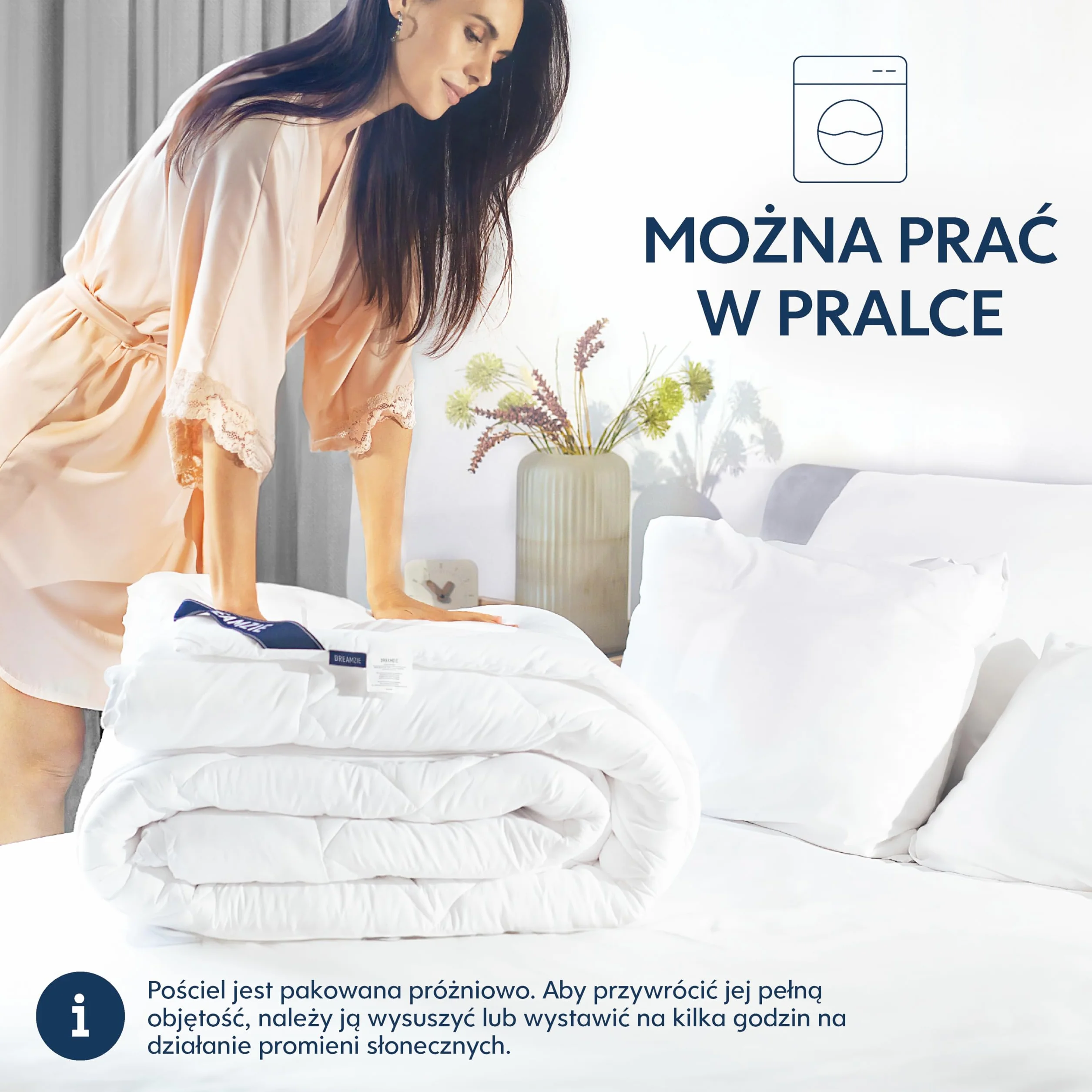 Kołdra Dreamzie z mikrofibry 155x220 cm, kołdra w klimacie umiarkowanym z wypełnieniem poliestrowym na 4 pory roku, 300gsm, 1 osoba