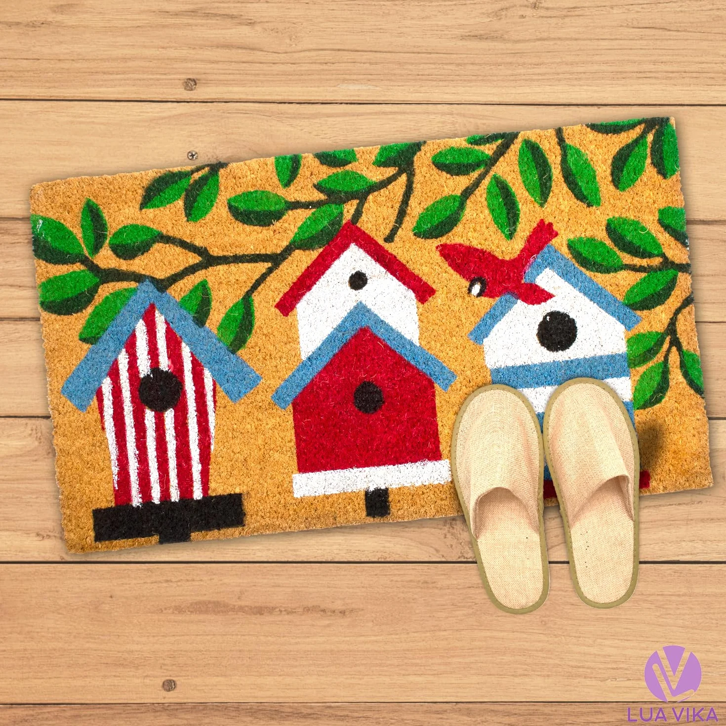 Wycieraczka z włókna kokosowego - domy - 40 x 70 cm - wycieraczka zewnętrzna - wycieraczka pod drzwi wejściowe na zewnątrz - wycieraczki na zewnątrz