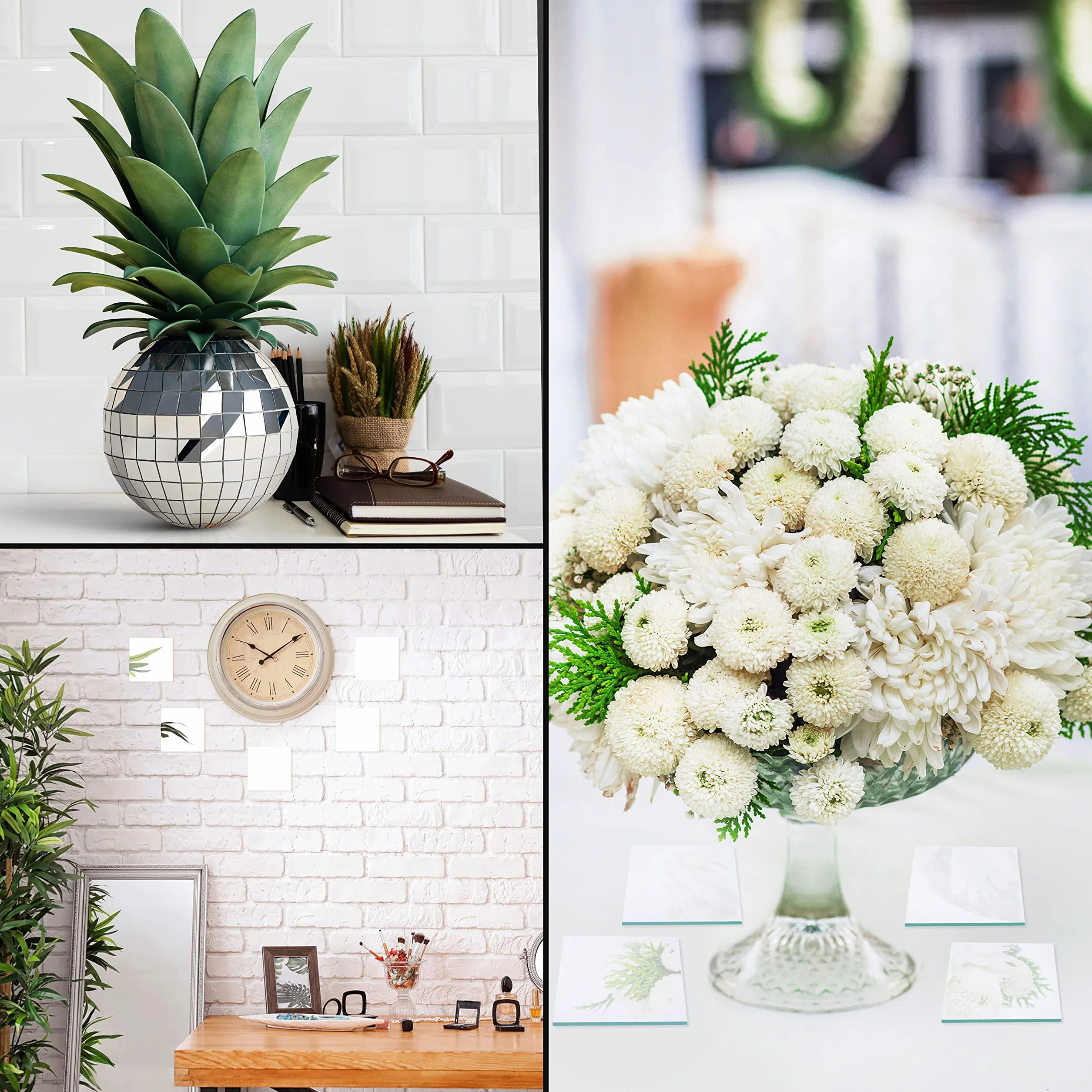 Belle Vous Płytki lustrzane kwadratowe (lustrzać) (50 szt.) – 7,4 cm, płyty do projektów DIY, na ścianę, majsterkowanie i dekoracja – mozaika lustro dekoracyjne do salonu