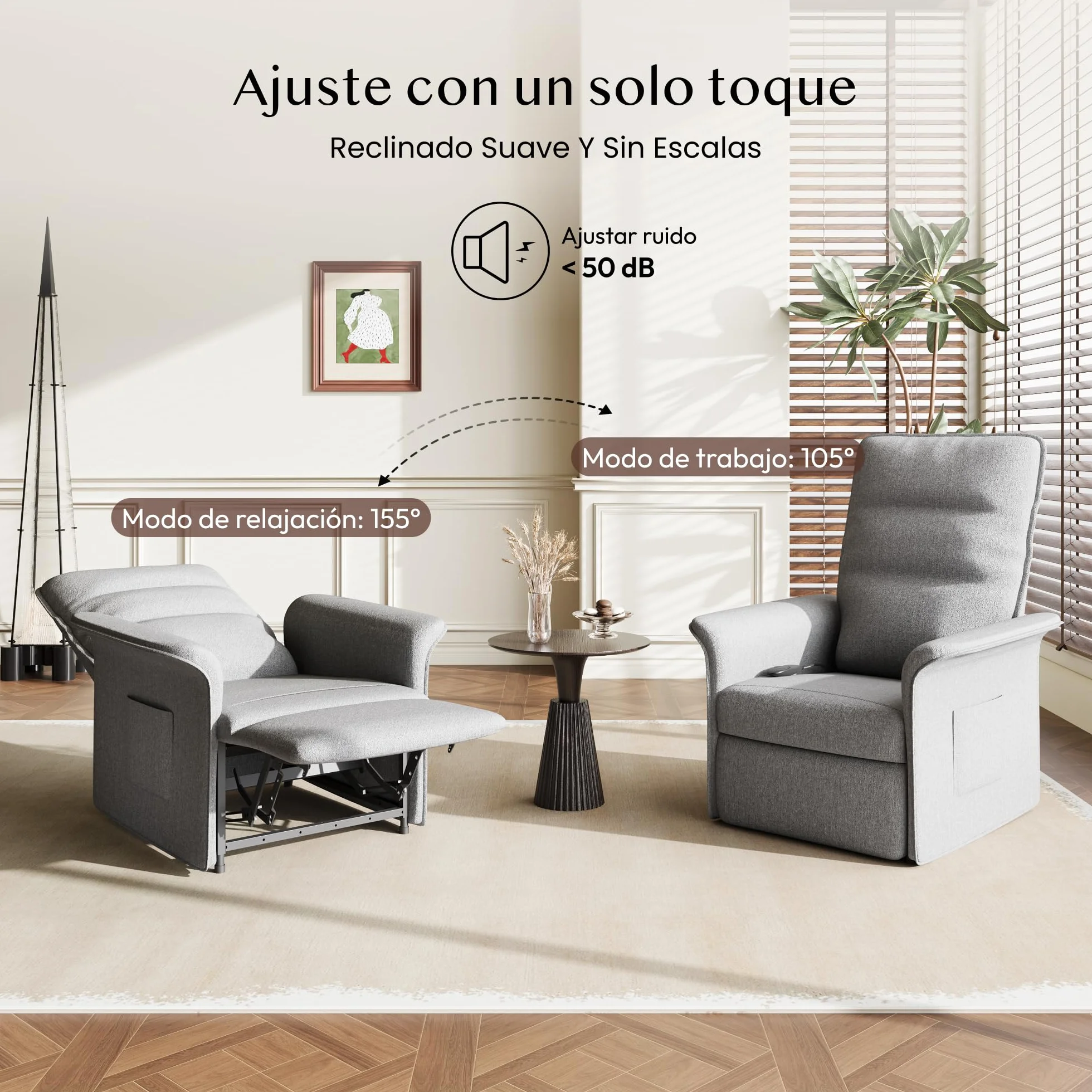 FLEXISPOT X1 Elektryczny fotel relaksacyjny (82 x 77 x 104 cm), regulowane oparcie 105°-155°, fotel do leżenia, ergonomiczny do sypialni i salonu