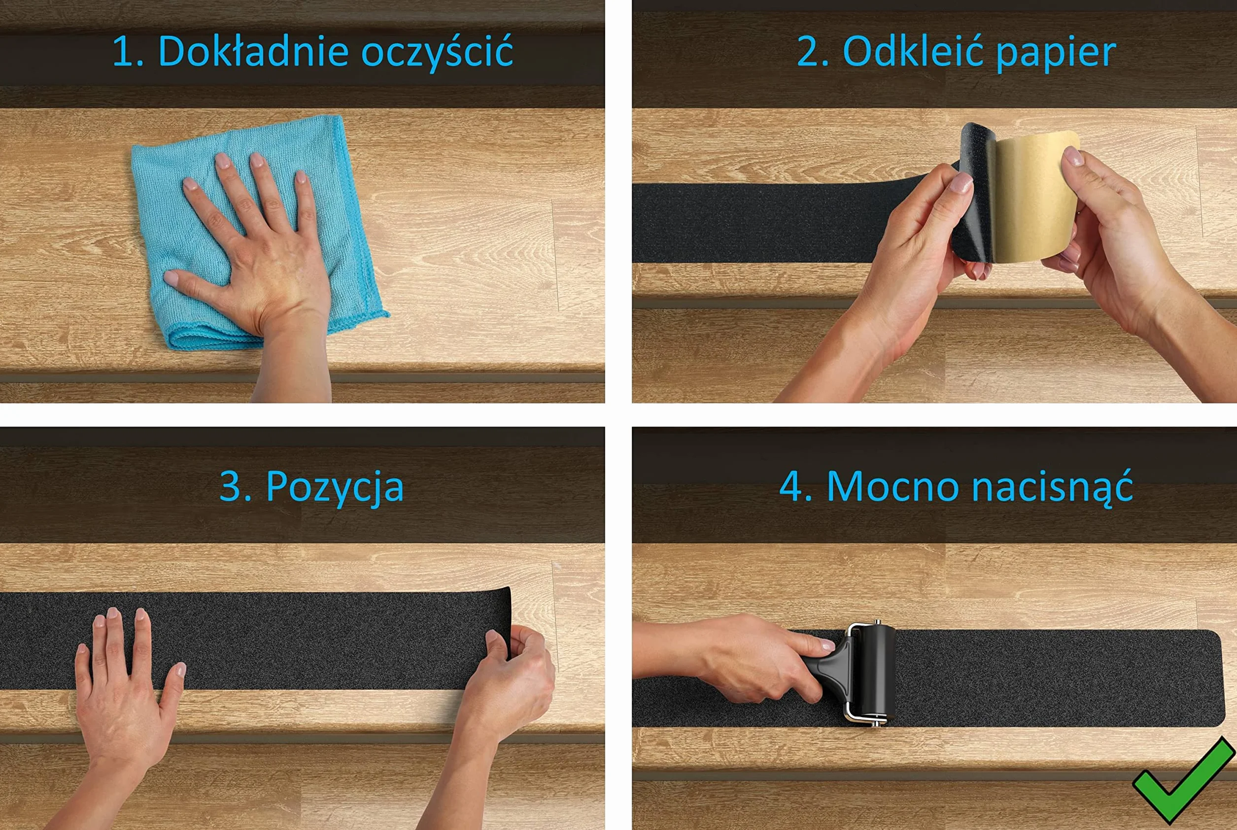 Antypoślizgowe naklejki na schody na zewnątrz i wewnątrz | 10 x paski (61 x 10 cm) czarne | mocne trzymanie dzięki specjalnej powierzchni outdoorowej | ochrona przed poślizgiem na schodach | z