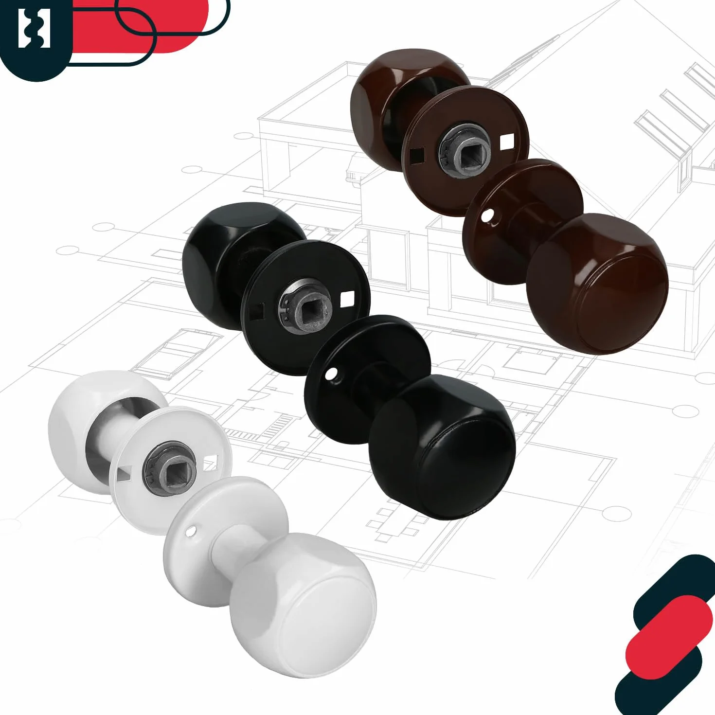 KOTARBAU® Gałka Drzwiowa Obrotowa Ruchoma Do Drzwi Wewnętrznych Aluminium Biała