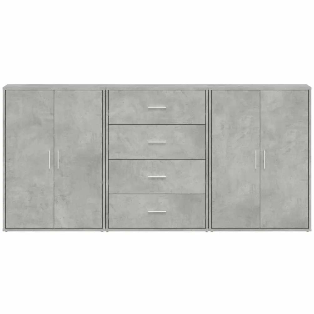 vidaXL Szafki, 3 szt., szarość betonu, 60x31x84 cm, komoda, szafka kuchenna, szafka do przechowywania w salonie, kredens, szafka do przedpokoju