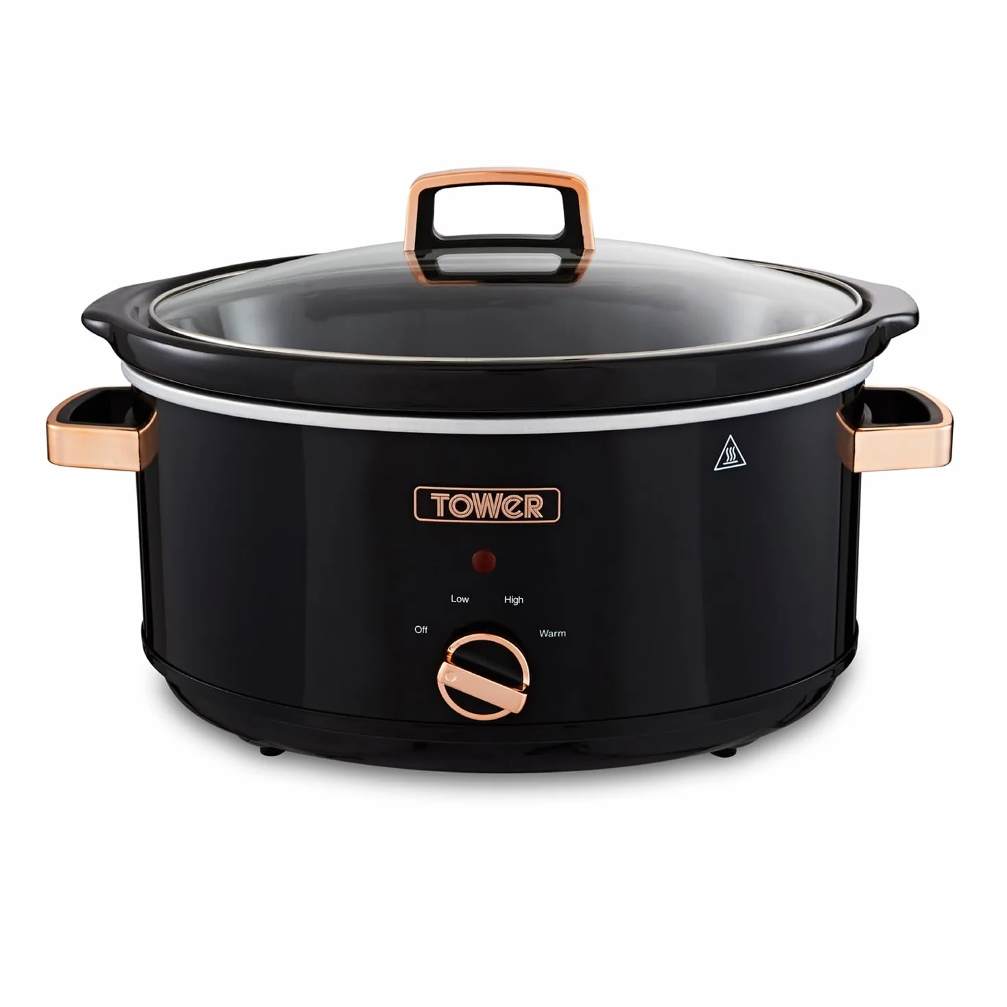 Tower T16019RG Slow Cooker Infinity z 3 ustawieniami gotowania i funkcją utrzymywania ciepła, urządzeń kuchennych, 6,5 l, 270 W, czarno-różowe złoto