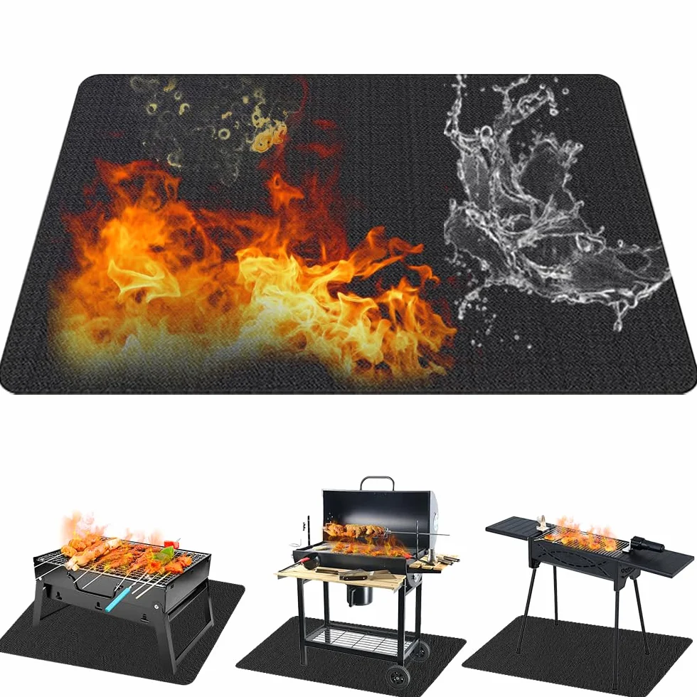 Mata ognioodporna, maty do grilla, 152 × 100 cm, mata grillowa do ochrony grilla i patio, maty ognioodporne do kominka, grilla węglowego