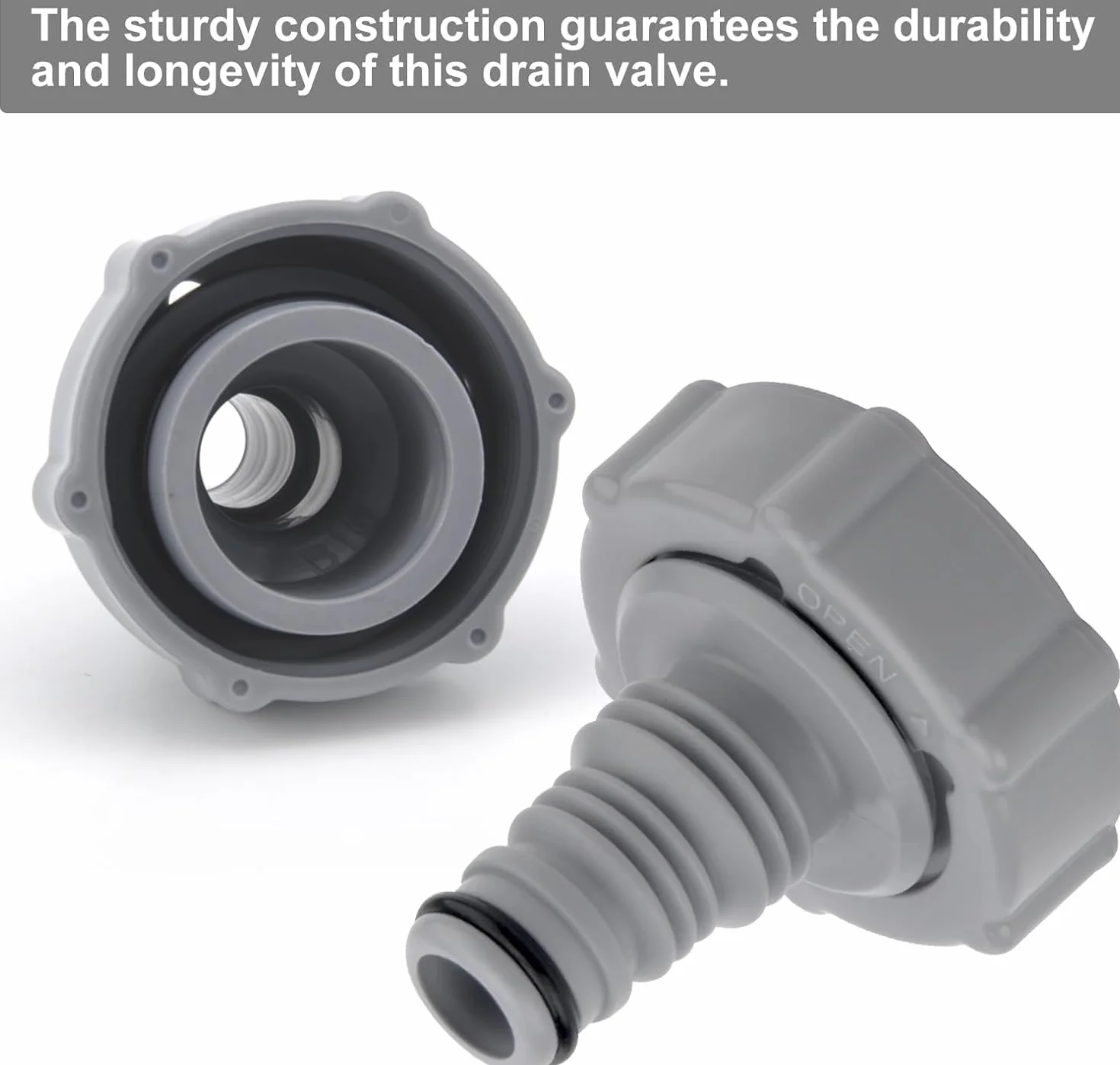 P6H1419 zawór spustowy Ø 32 mm – adapter do odprowadzania wody basenowej, adapter węża i adapter przyłączeniowy, zapasowy zawór spustowy do basenów, szary adapter do spuszczania wody