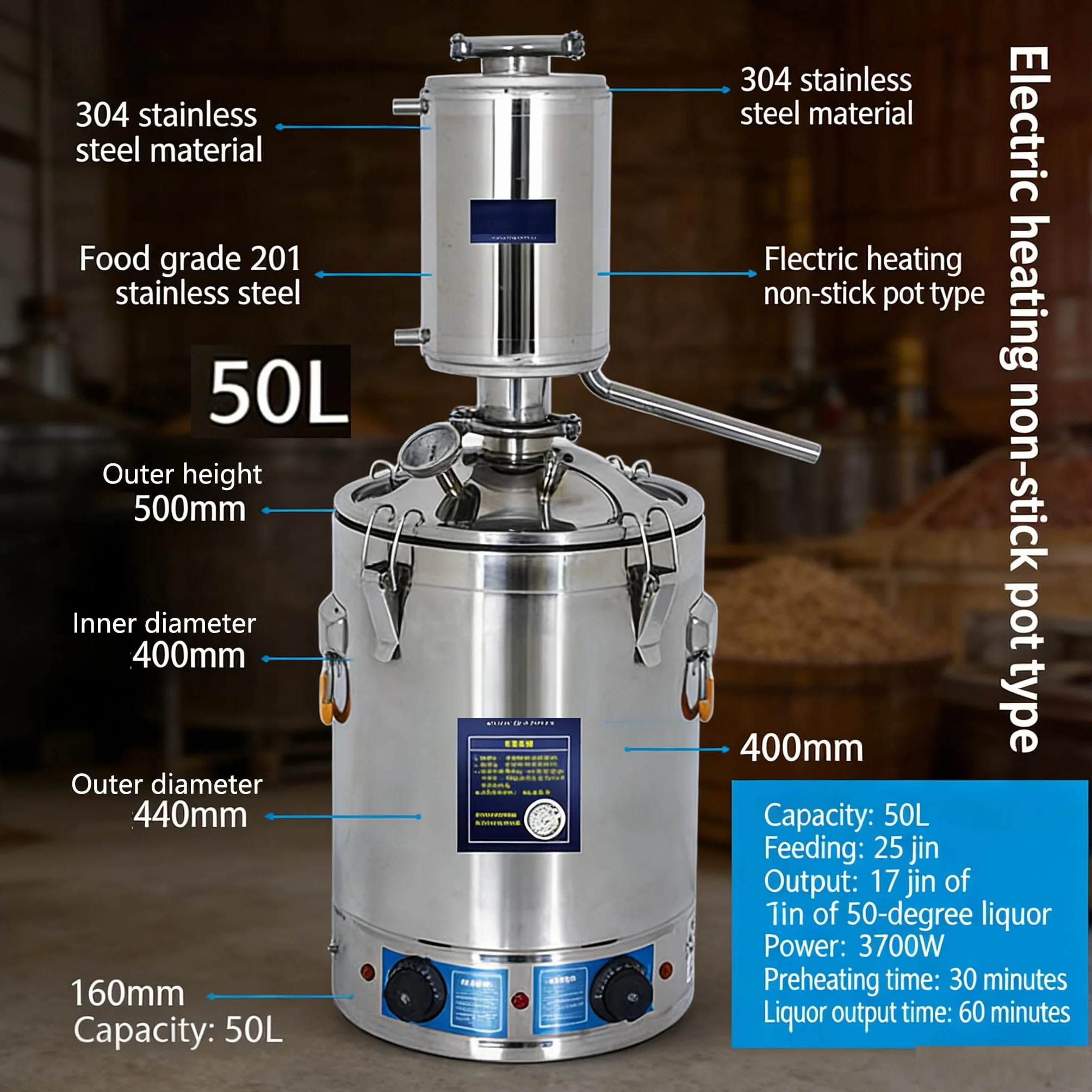 Automatyczny destylator alkoholu z regulacją temperatury - zestaw do domowego warzenia whisky i olejków eterycznych (20L) - idealny do fermentacji i destylacji
