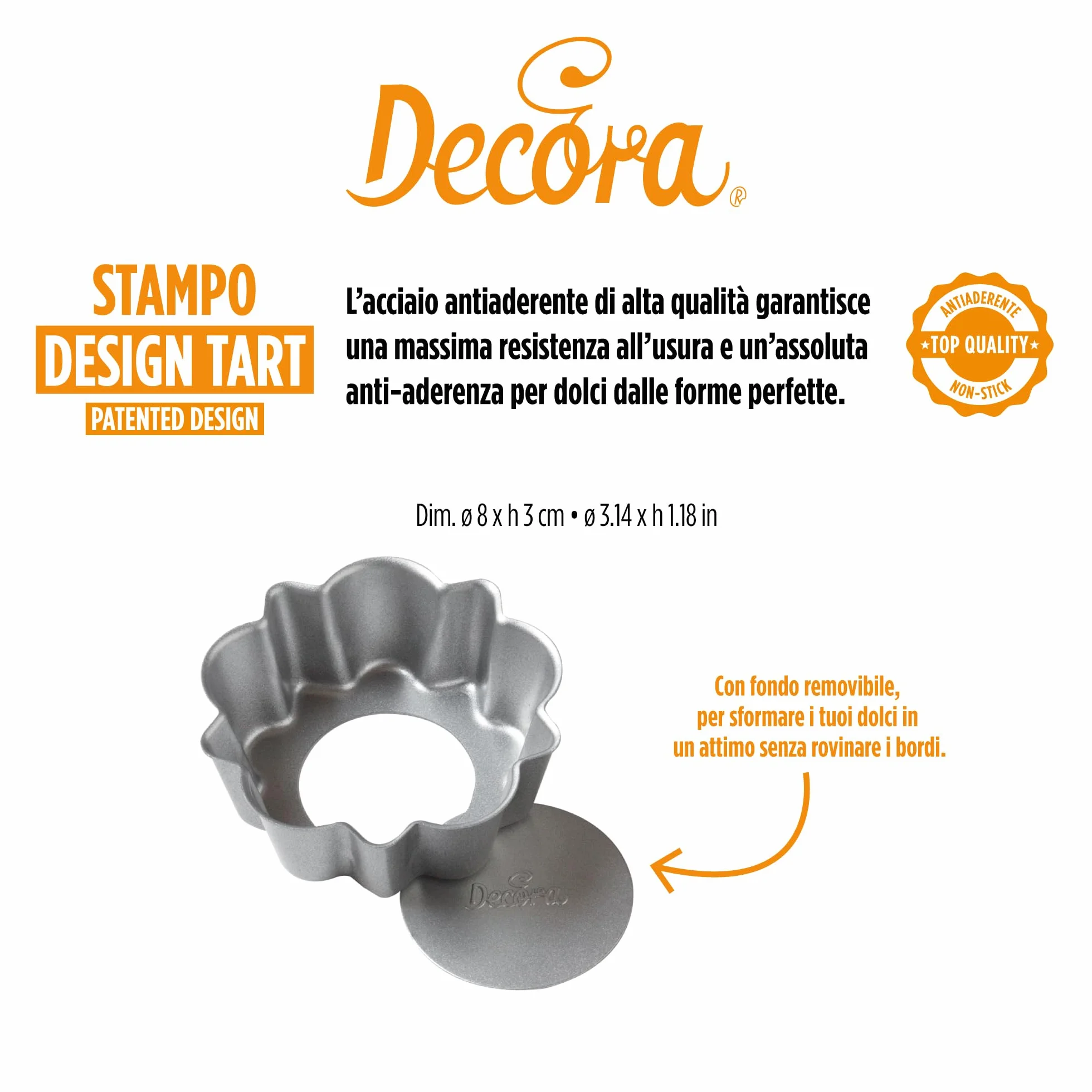 Decora forma do tarty z ruchomym dnem 8 x 3 cm, stal nieprzywierająca, okrągła