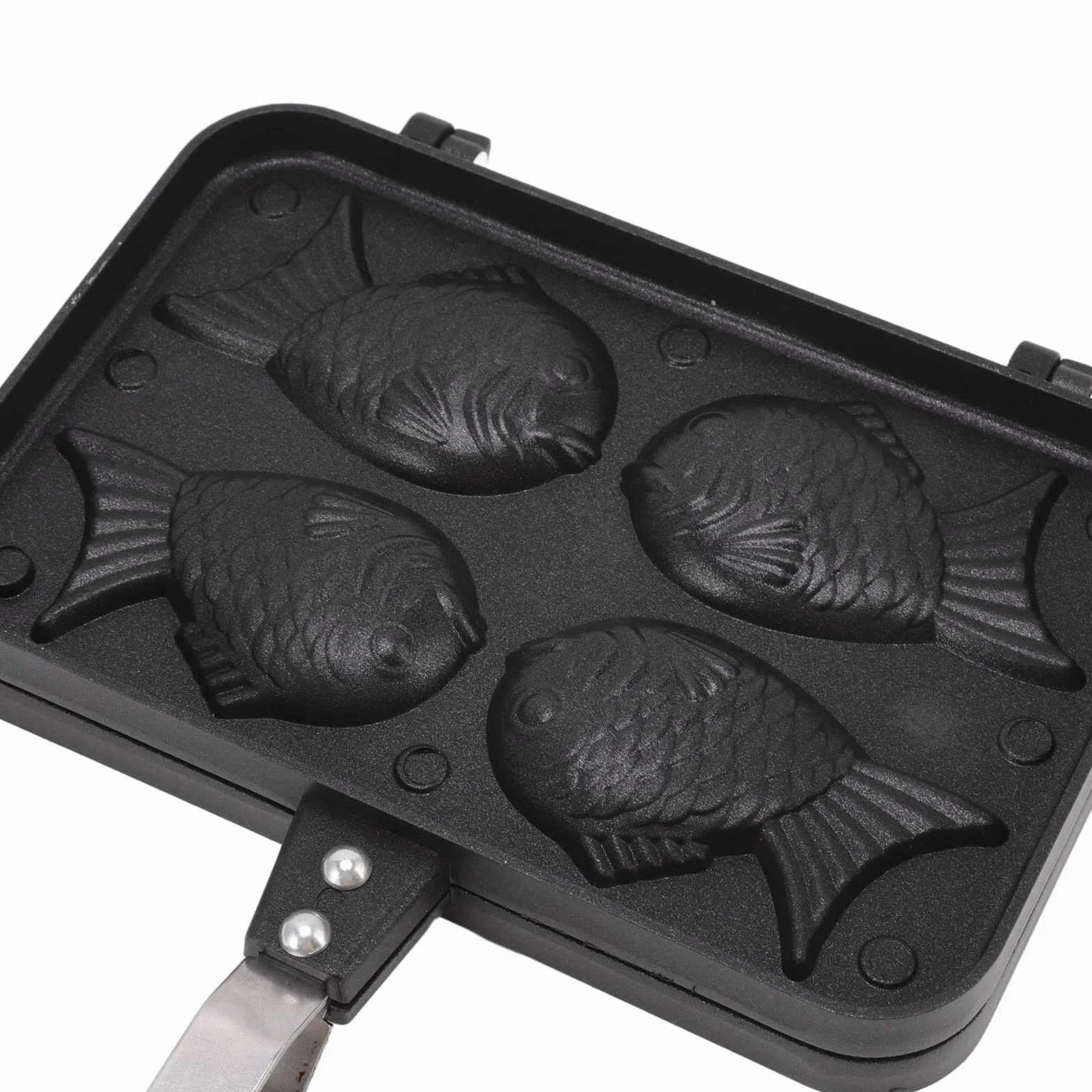 Patelnia do ciasta Taiyaki odlew aluminiowy spożywczy 4 tace nieprzywierająca japońska forma do wafli