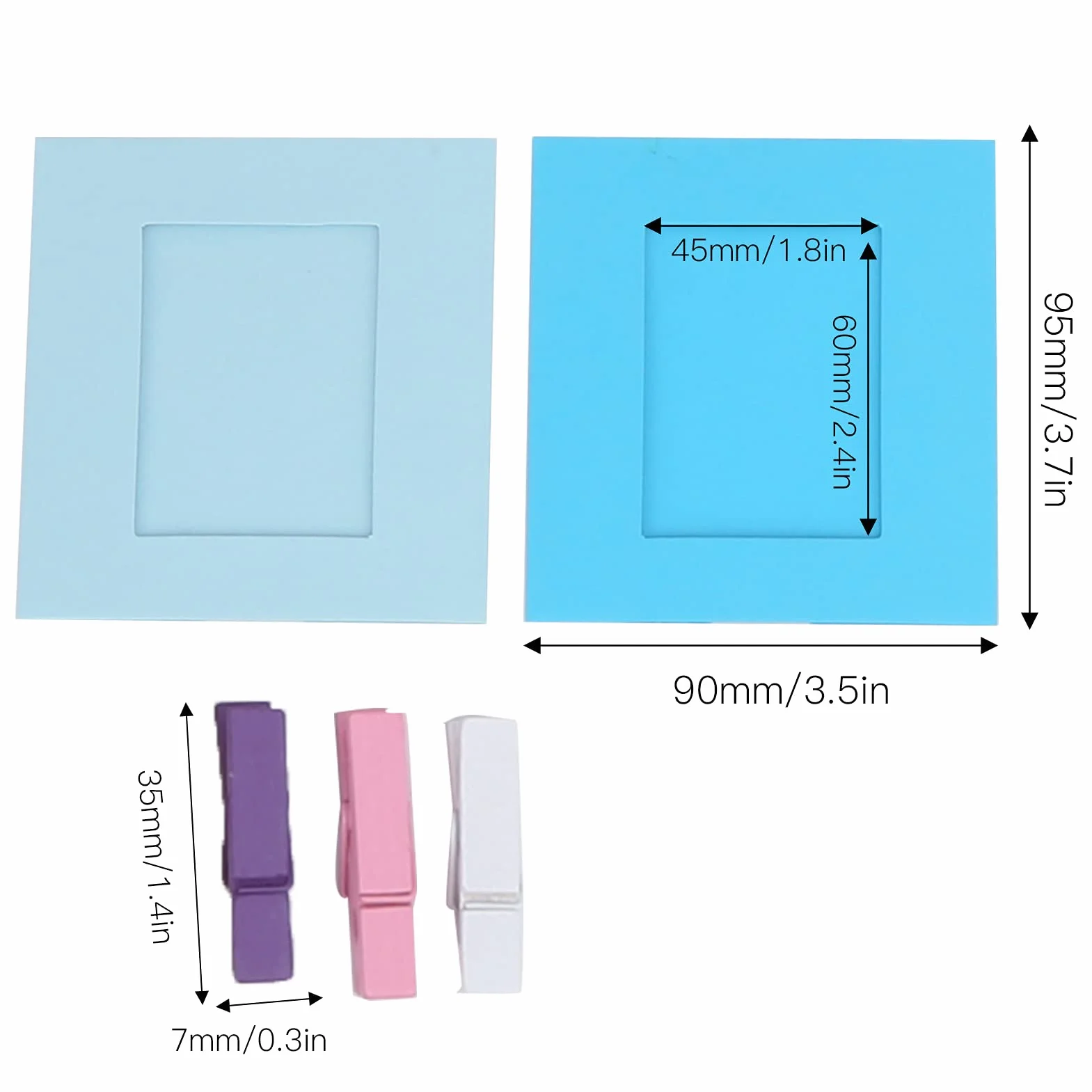 Papierowa Ramka na Zdjęcia do dla Instax Mini, 10 Szt. 3-calowa Ramka na Zdjęcia z Tektury Diy z Drewnianymi Klipsami i Sznurkiem, Wielokolorowe Wiszące Ramki do Zdjęć, do Wystroju Domu/Szkoły