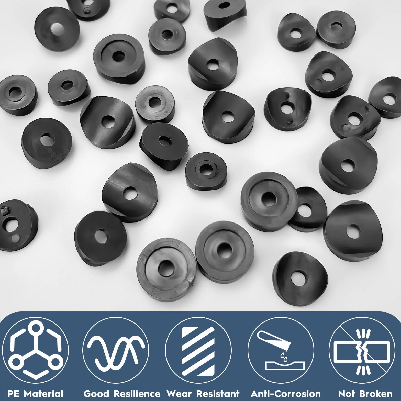 60 sztuk dystansów siodełka, 19 x 6 x 3 / 22 x 6 x 4 mm, podkładki dystansowe, tuleje dystansowe, okrągłe rury z tworzywa sztucznego, tuleje dystansowe, wsporniki dystansowe, podkładki dystansowe, do