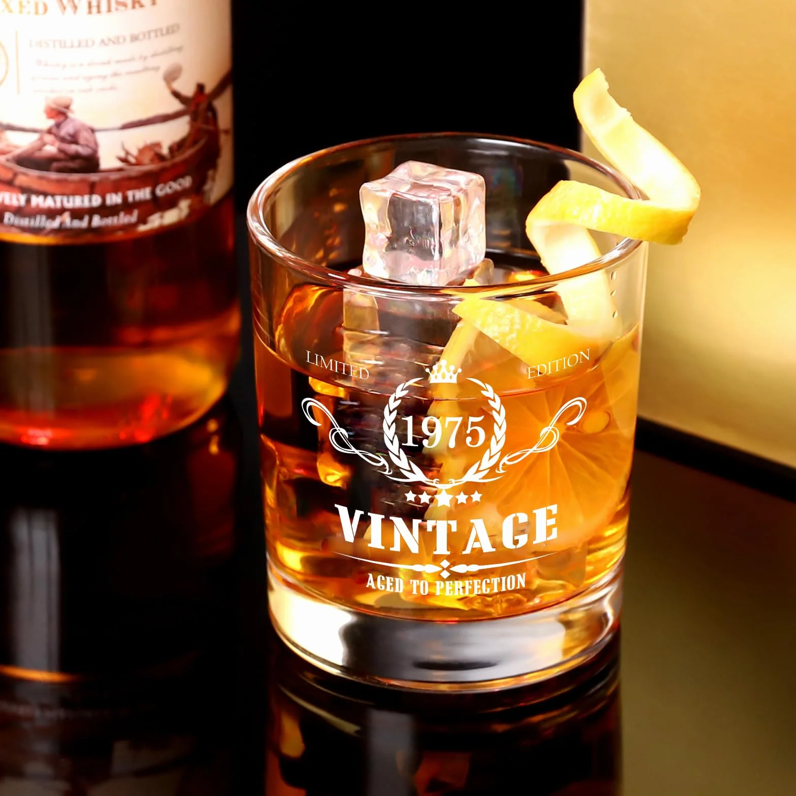Zestaw szklanek do whisky vintage 1975 na 50. urodziny dla mężczyzn