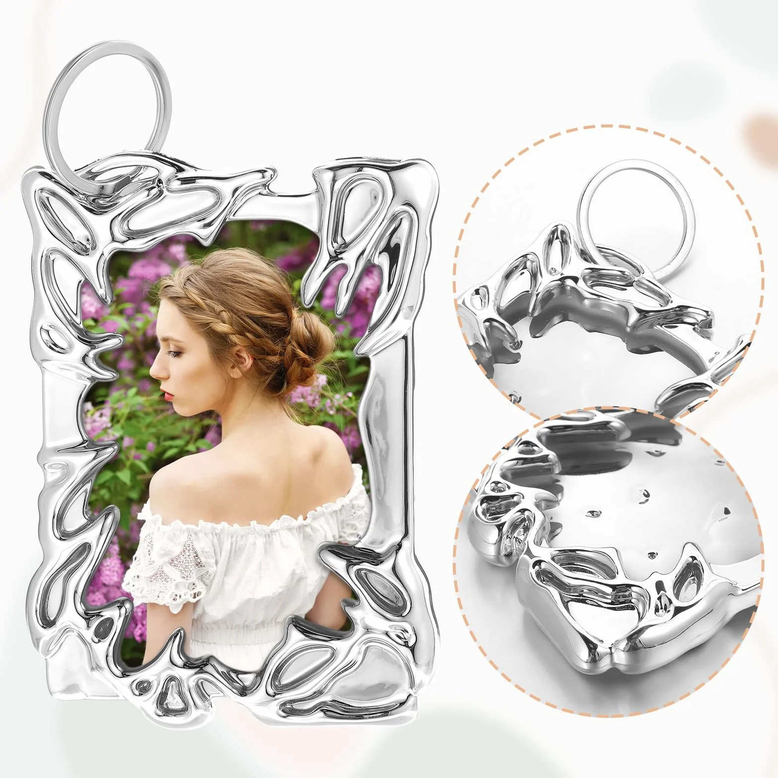 Galwanizowana plastikowa ramka Etui na karty fotograficzne Kpop z brelokiem, ramka do wyświetlania kart fotograficznych Y2K, karty fotograficzne etui na dowód osobisty, artykuły biurowe