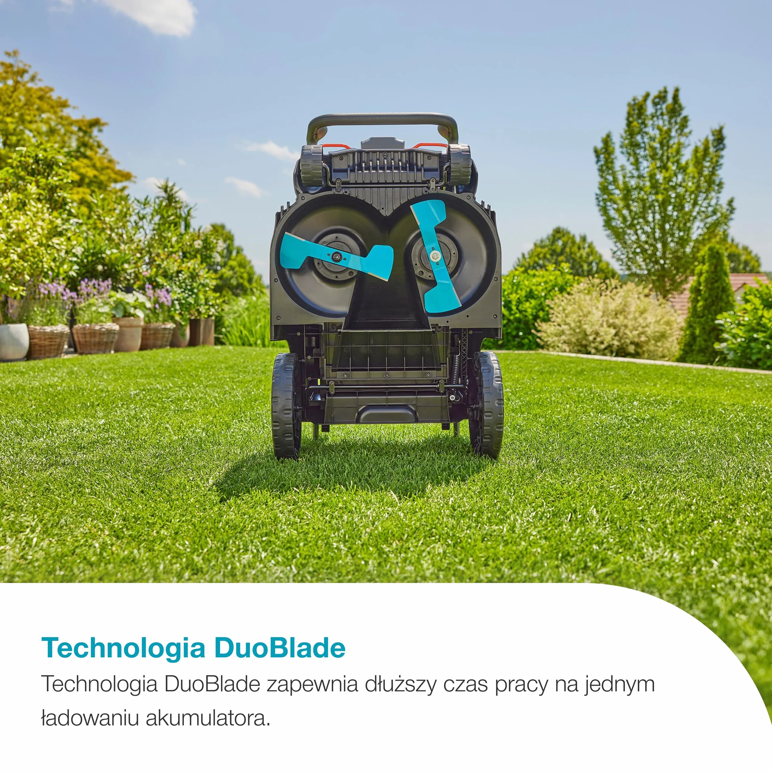 Gardena Kosiarka akumulatorowa PowerMax Duo 46/36 V, szerokość koszenia 46 cm, technologia DuoBlade, w tym akumulator POWER FOR ALL, ergonomiczna konstrukcja, wydajne koszenie trawnika (14646-65)