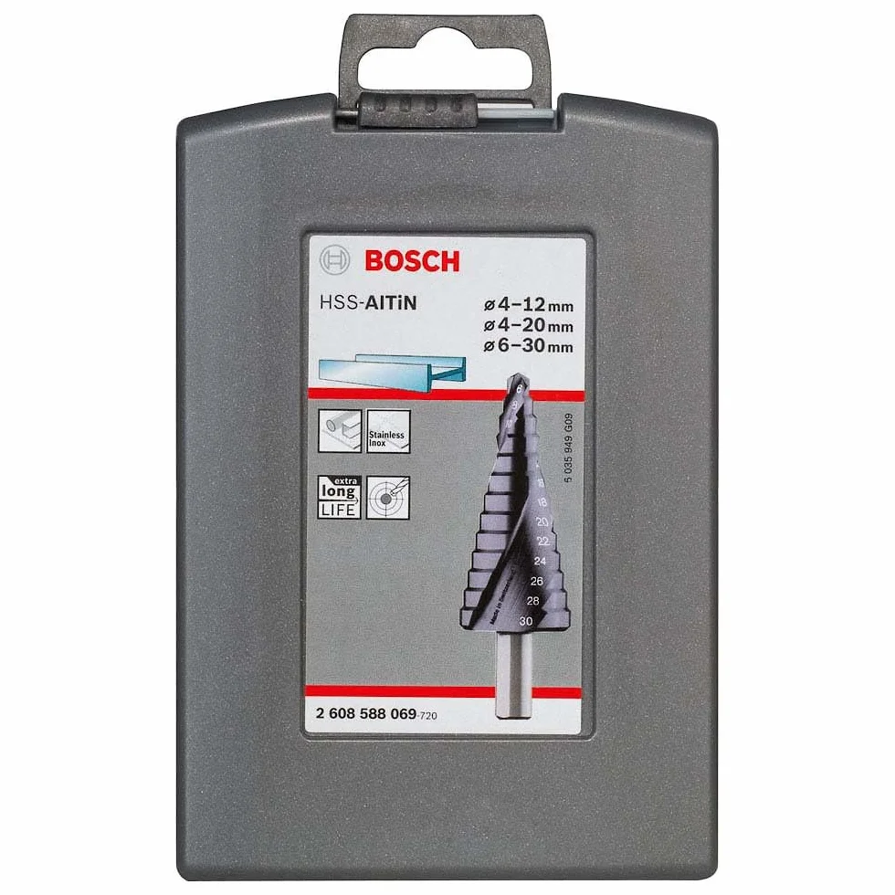 Bosch Profesional 3-częściowy zestaw wierteł stopniowych HSS-AlTiN 4-12; 4-20; 6-30 mm