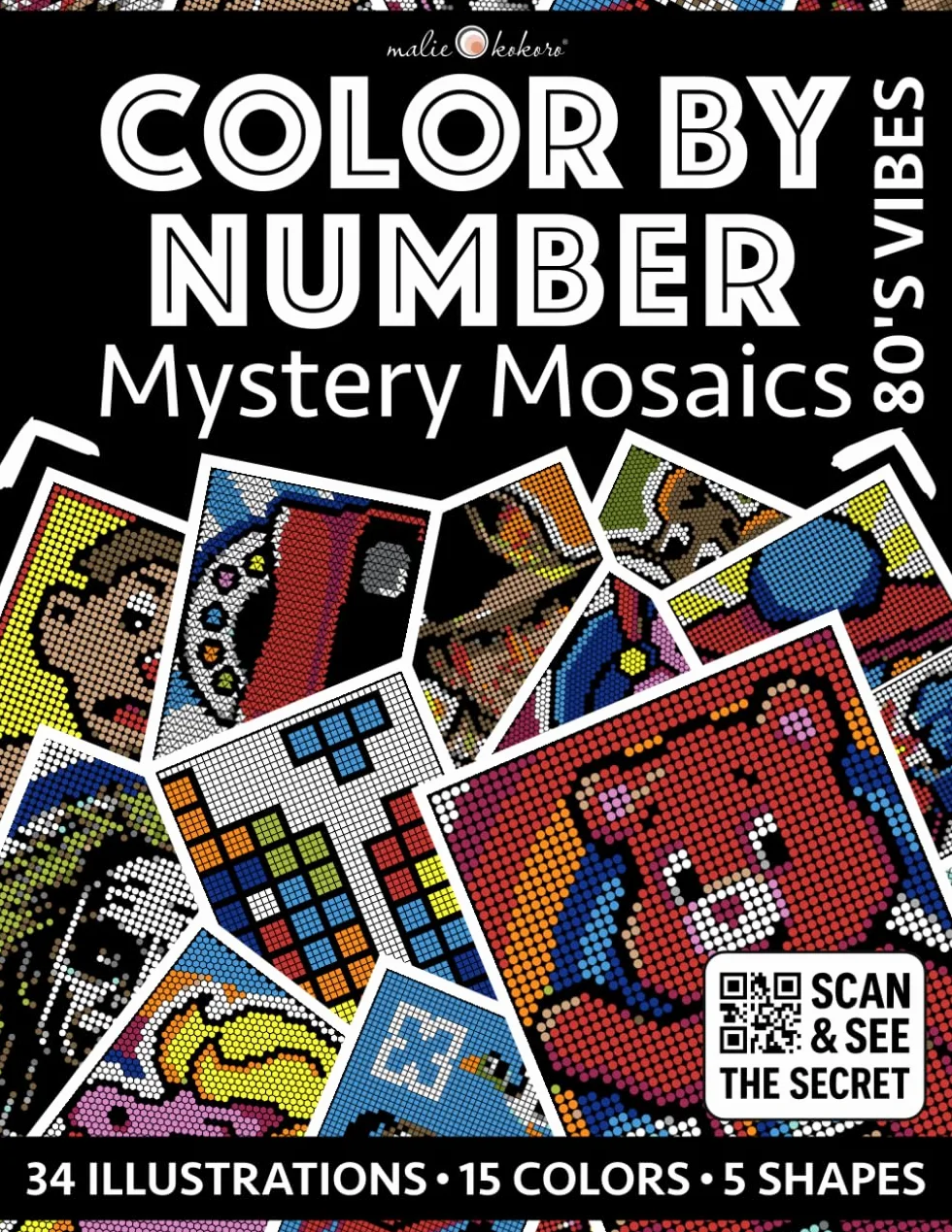 Color by Number: 80's Vibes | Black Background Edition | Mystery Mosaics Coloring Book for Adults | Pixel Art Coloring for Relaxation and Mindfulness: Bold and Easy | Color Quest | 80s Nostalgia