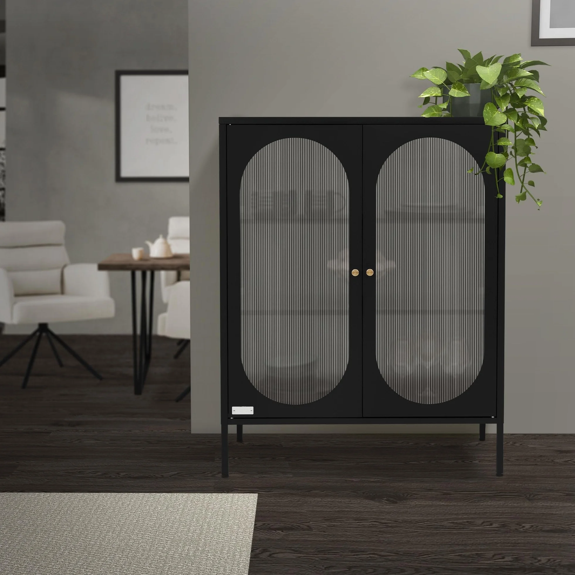 ML-Design witryna 80 x 102,5 x 40 cm czarna z 3 pólkami i 2 drzwiczkami stalowa szafka do salonu w stylu industrialnym wykonana z metalu komoda regal szafka na dokumenty mebel stojacy podlogowy