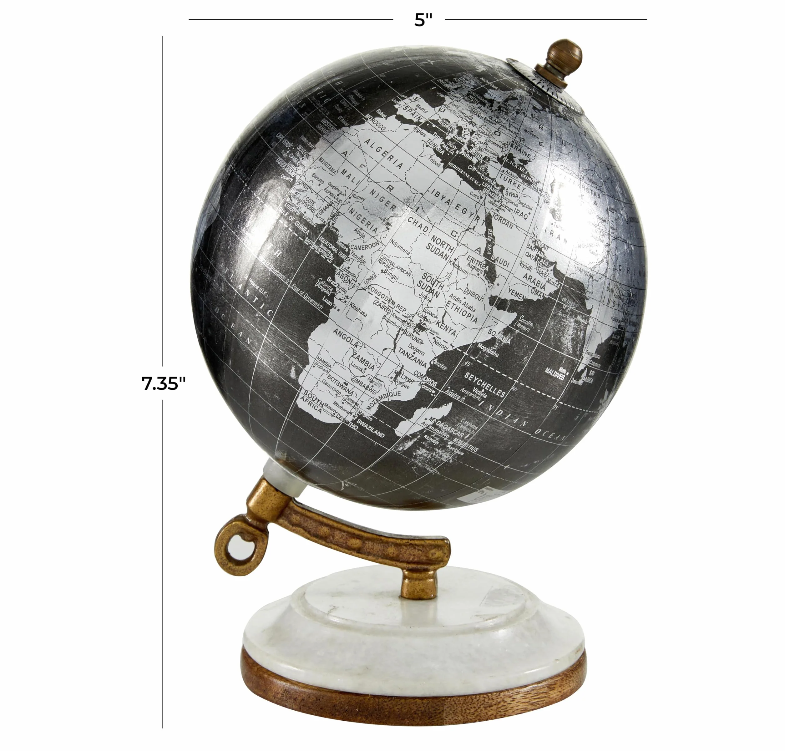 Deco 79 Edukacyjna, geograficzna, nowoczesna dekoracja biurka - do szkoły, domu i biura, czarna, 15 cm dł. x 12,7 cm szer. x 20 cm wys