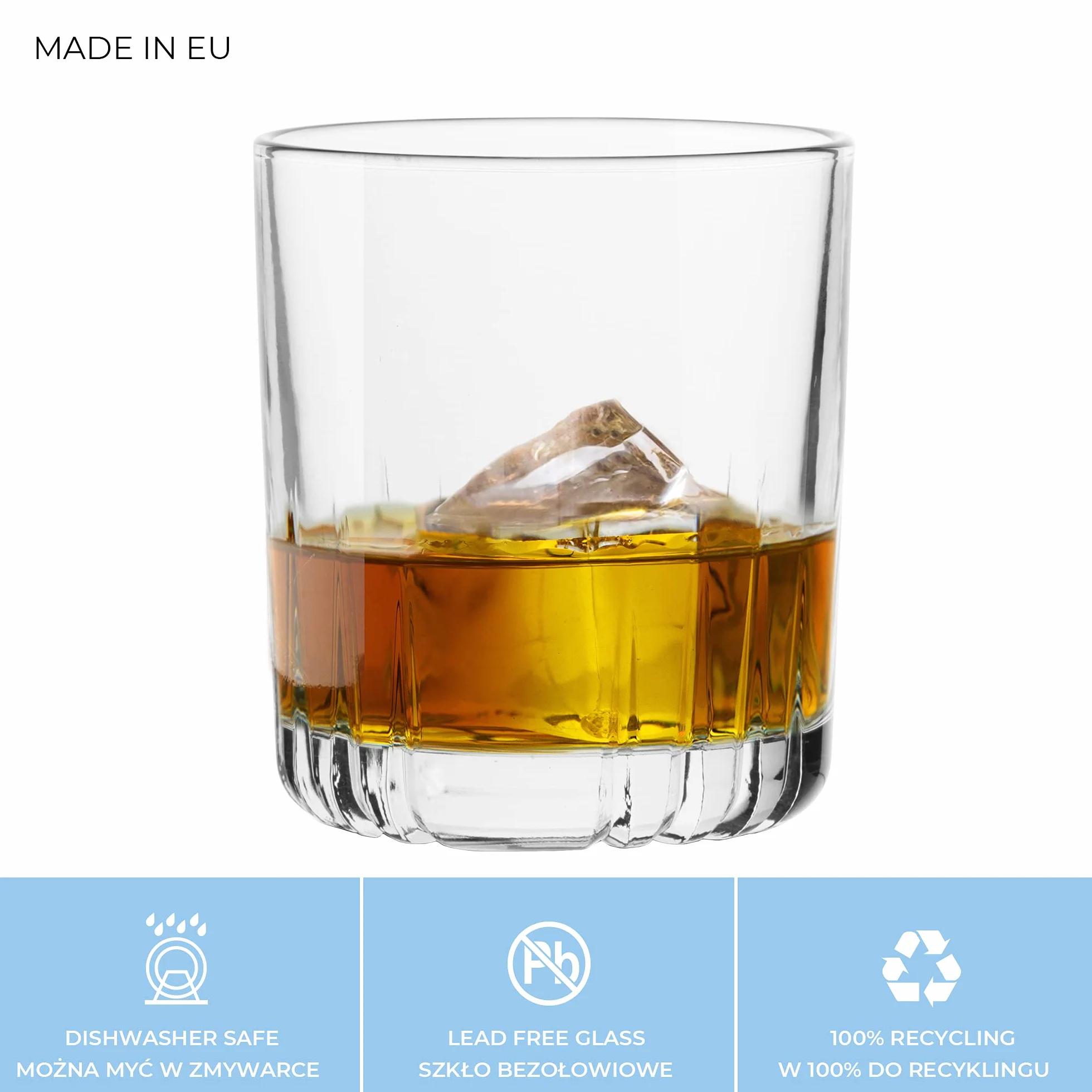 Szklanki do Wody 280 ml Zestaw 6 Sztuk Szkło Przeźroczyste Gina