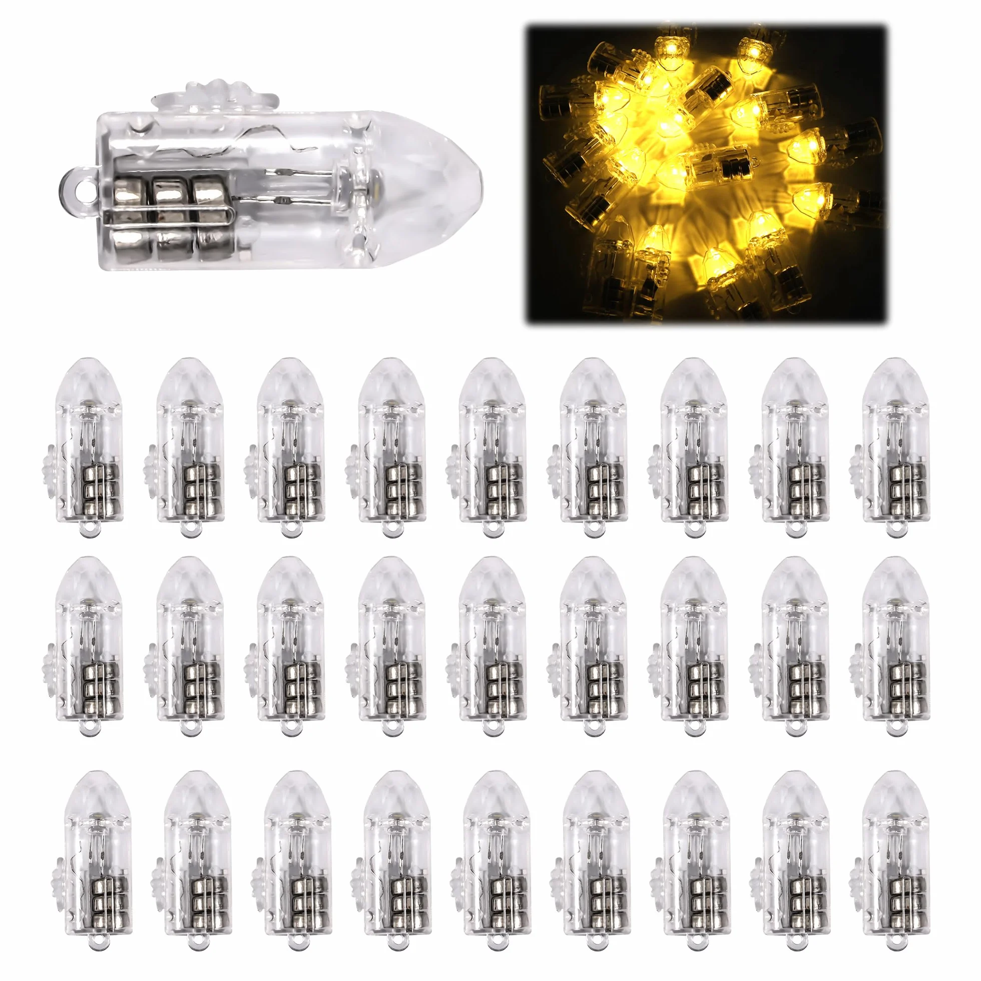 30 sztuk mini balonów LED, ciepła biel, mini papierowa latarnia z baterią, mini lampki LED, na urodziny, wesele, Halloween, Boże Narodzenie